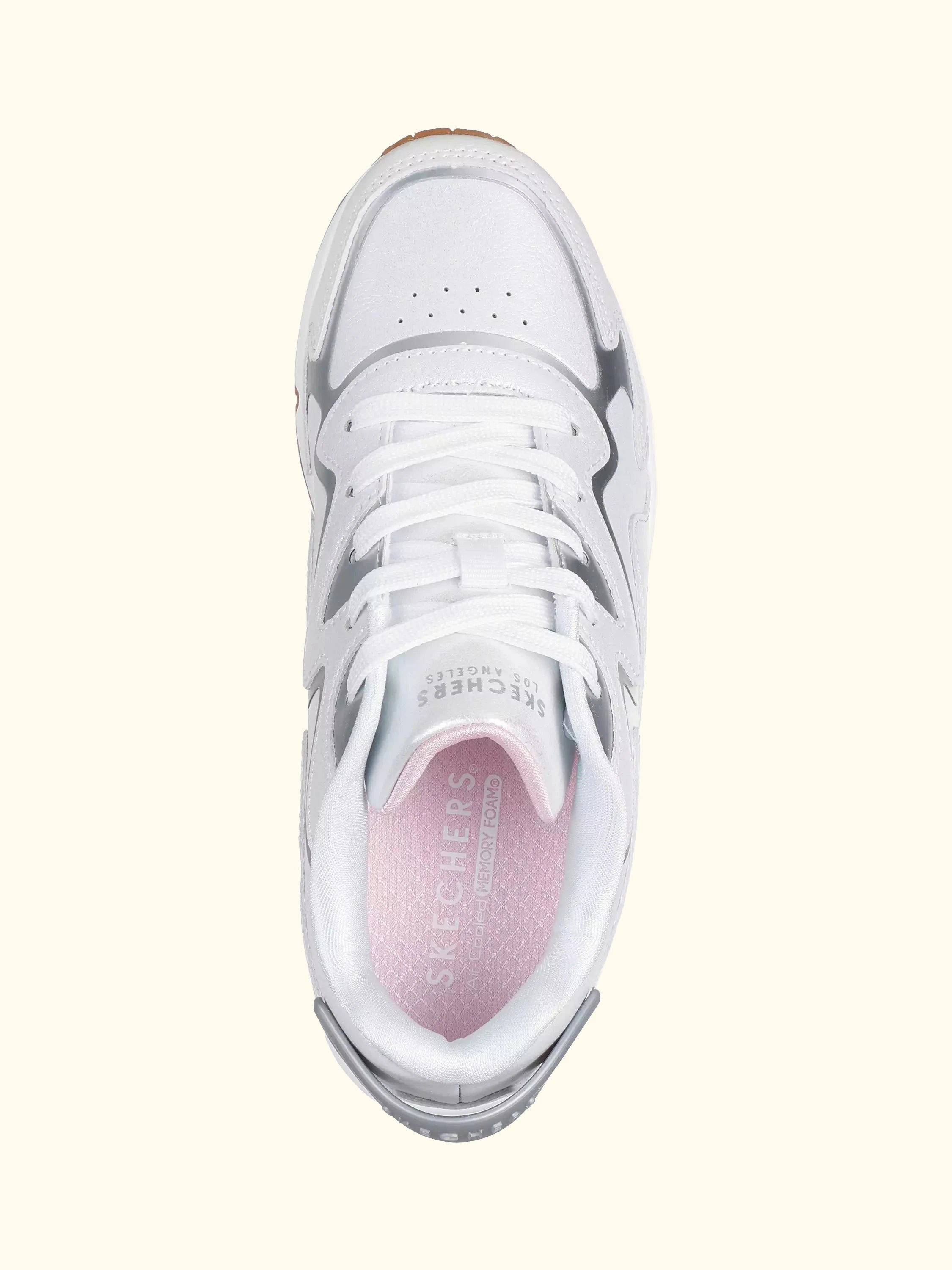 Skechers Kids' Street Uno Gen1 Wavy Shimmer Trainers, White/Silver