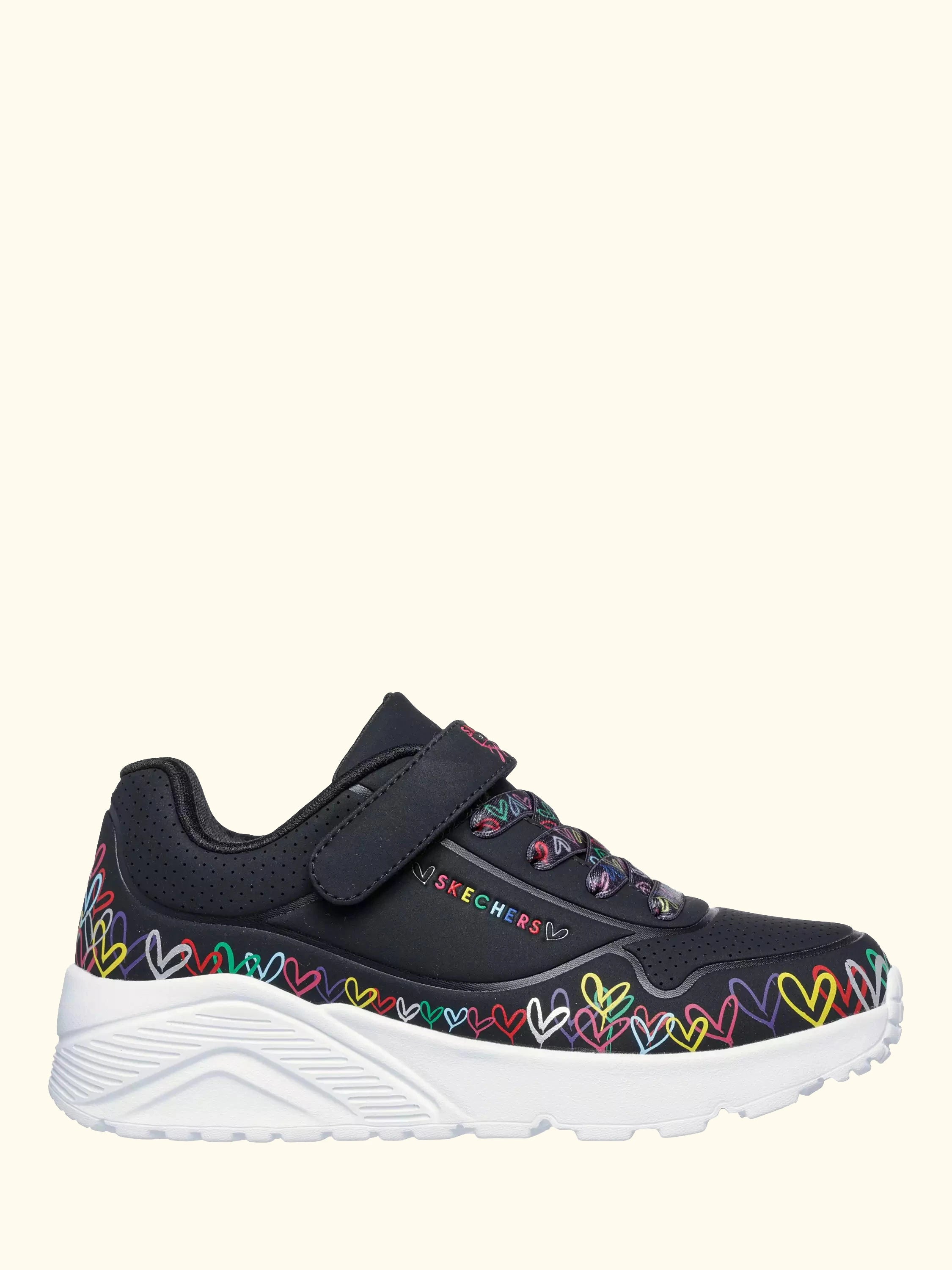 Skechers x JGoldcrown Kids' Heart Print Trainers, Black