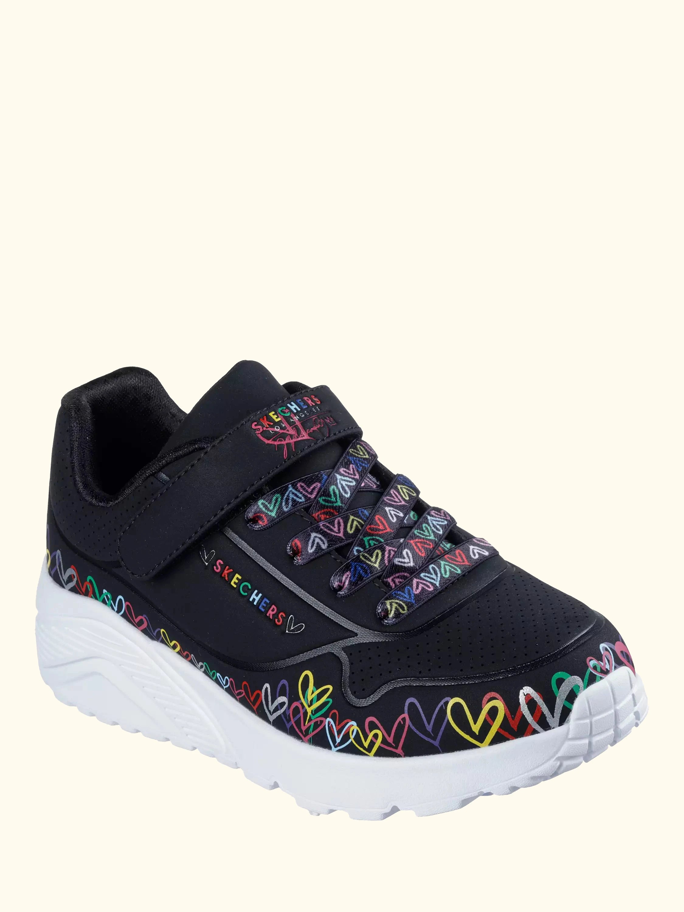 Skechers x JGoldcrown Kids' Heart Print Trainers, Black
