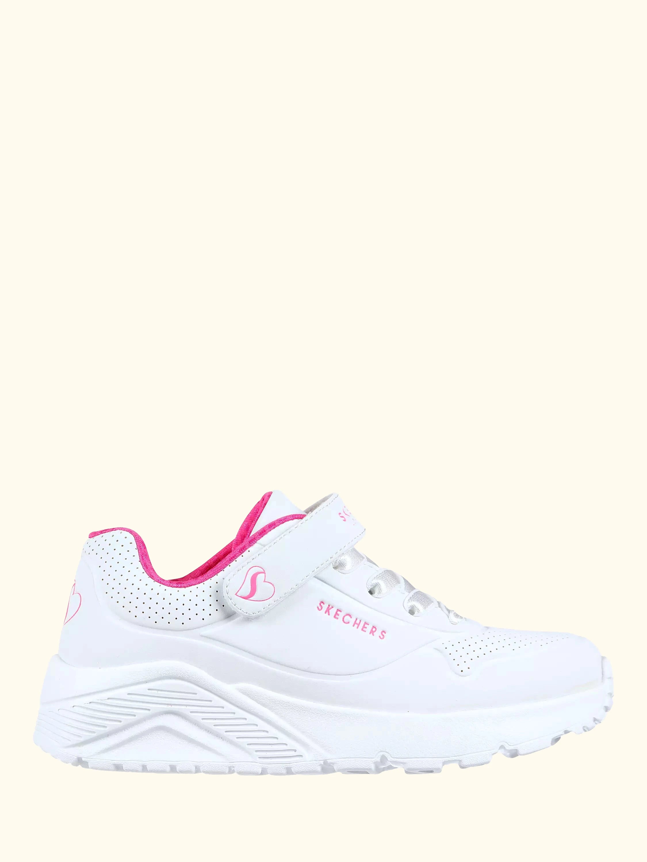 Skechers Kids' Street Uno Lite Trainers, White/Pink