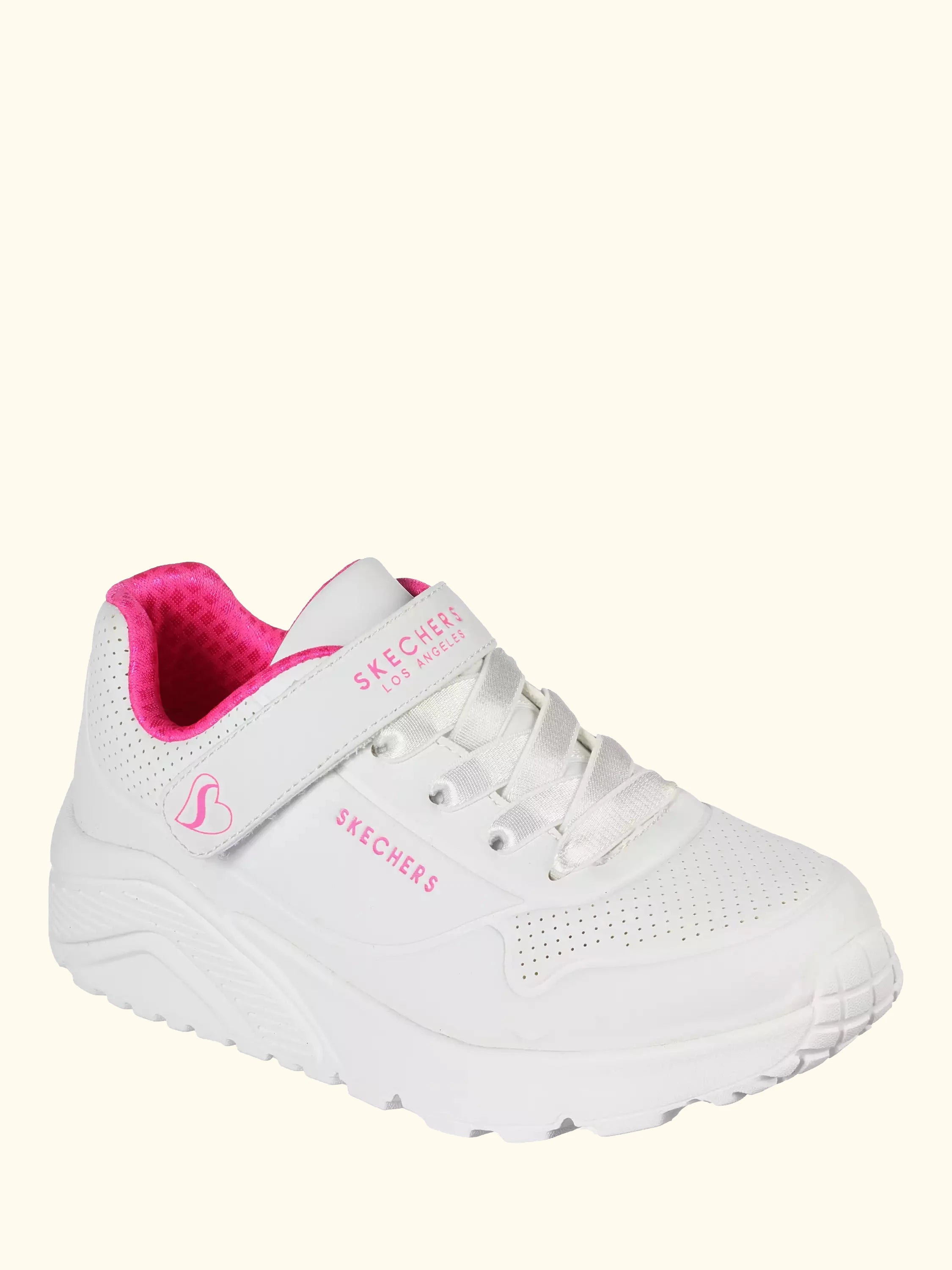 Skechers Kids' Street Uno Lite Trainers, White/Pink