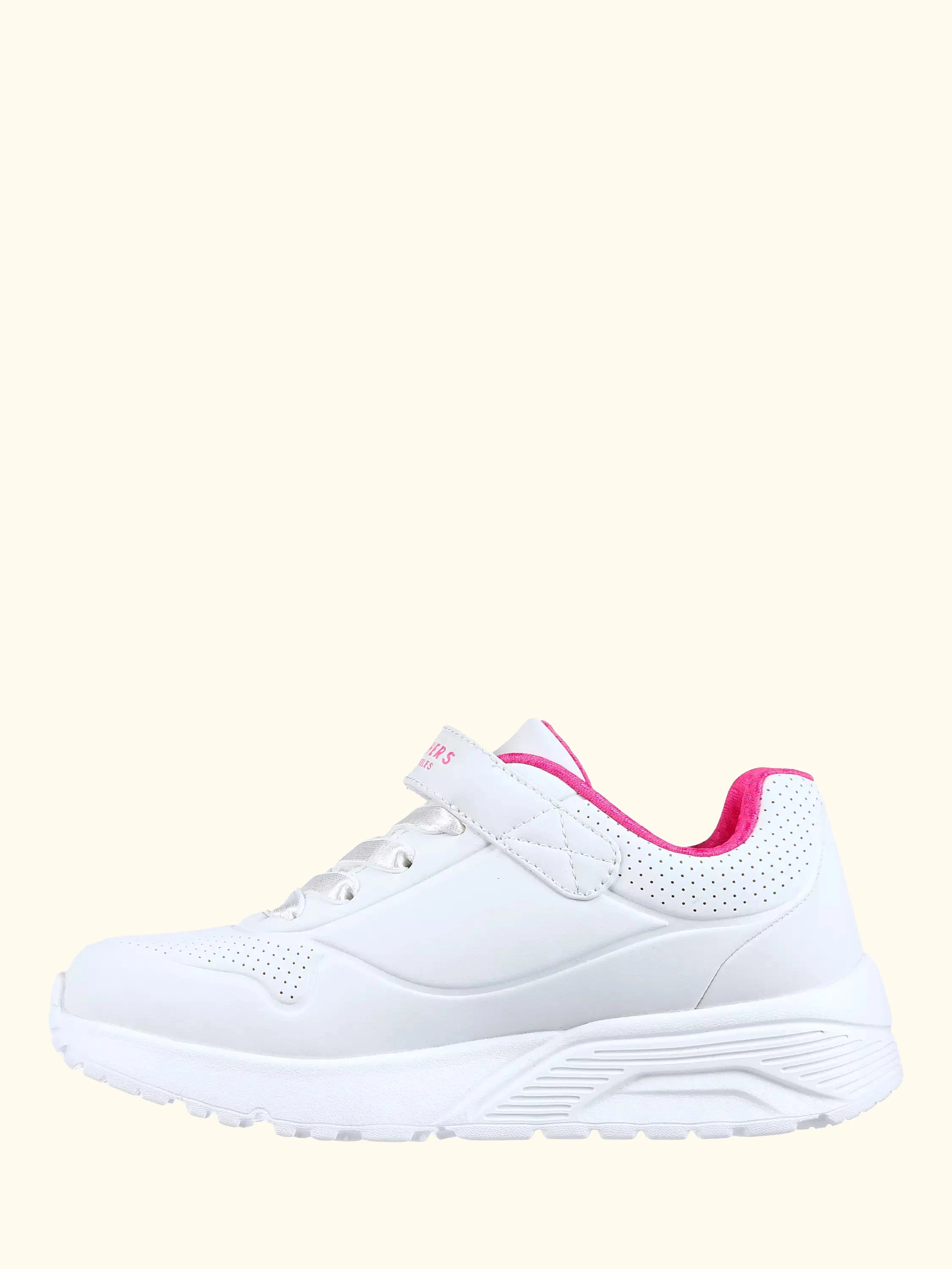 Skechers Kids' Street Uno Lite Trainers, White/Pink