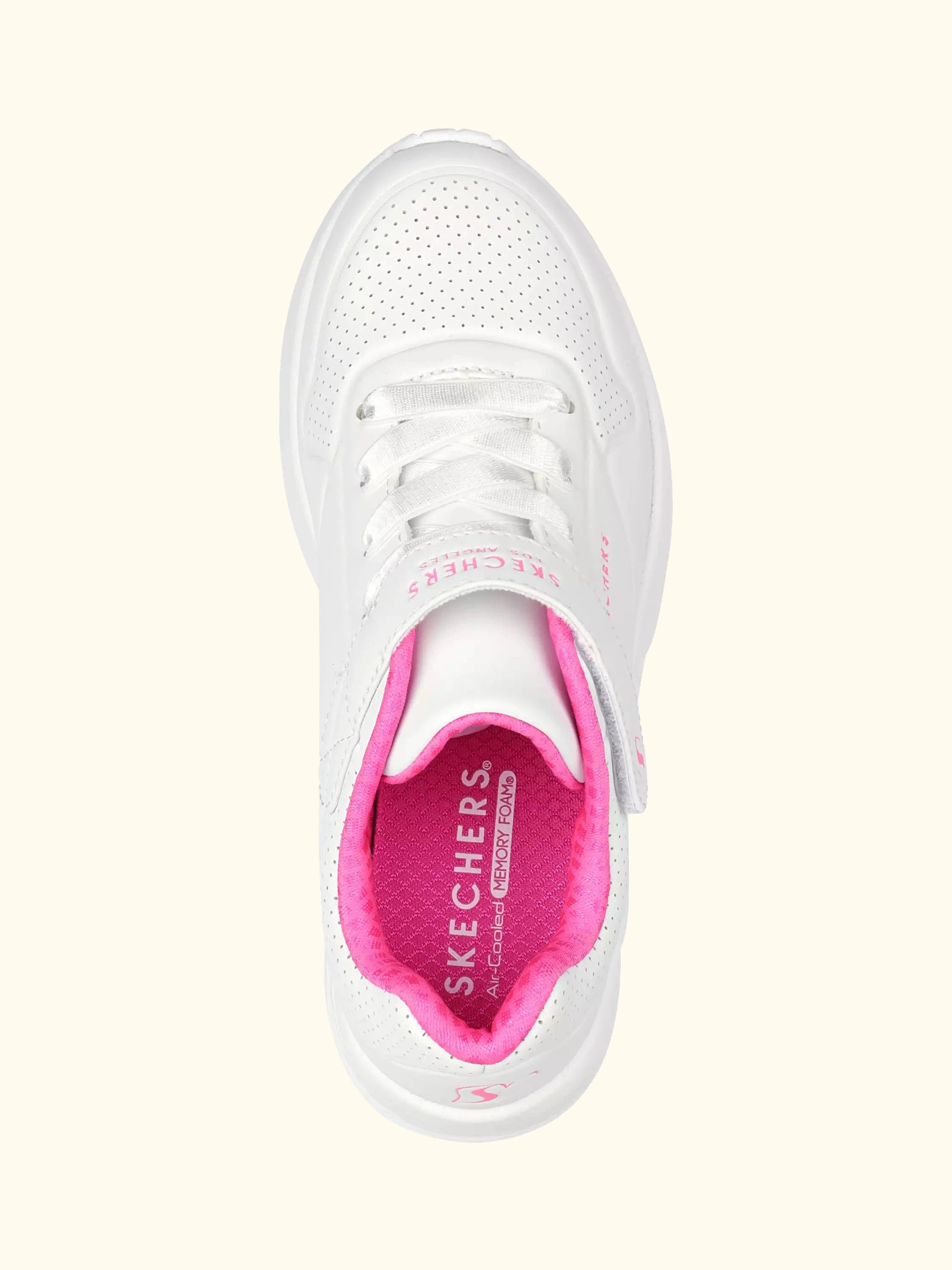Skechers Kids' Street Uno Lite Trainers, White/Pink