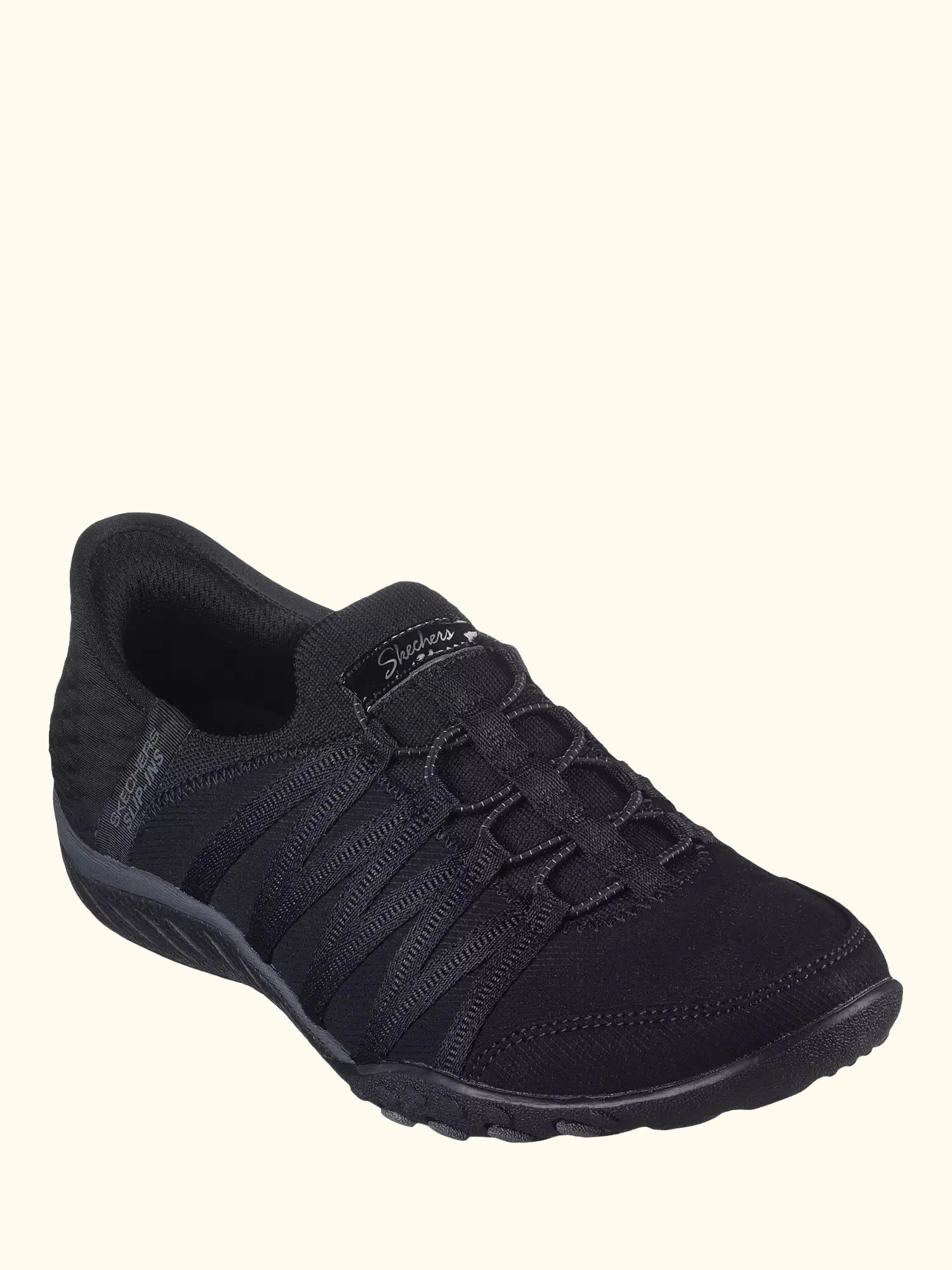 Skechers Hands Free Slip-ins Relaxed Fit Breathe Easy Roll With Me Wide Fit Trainers, Black