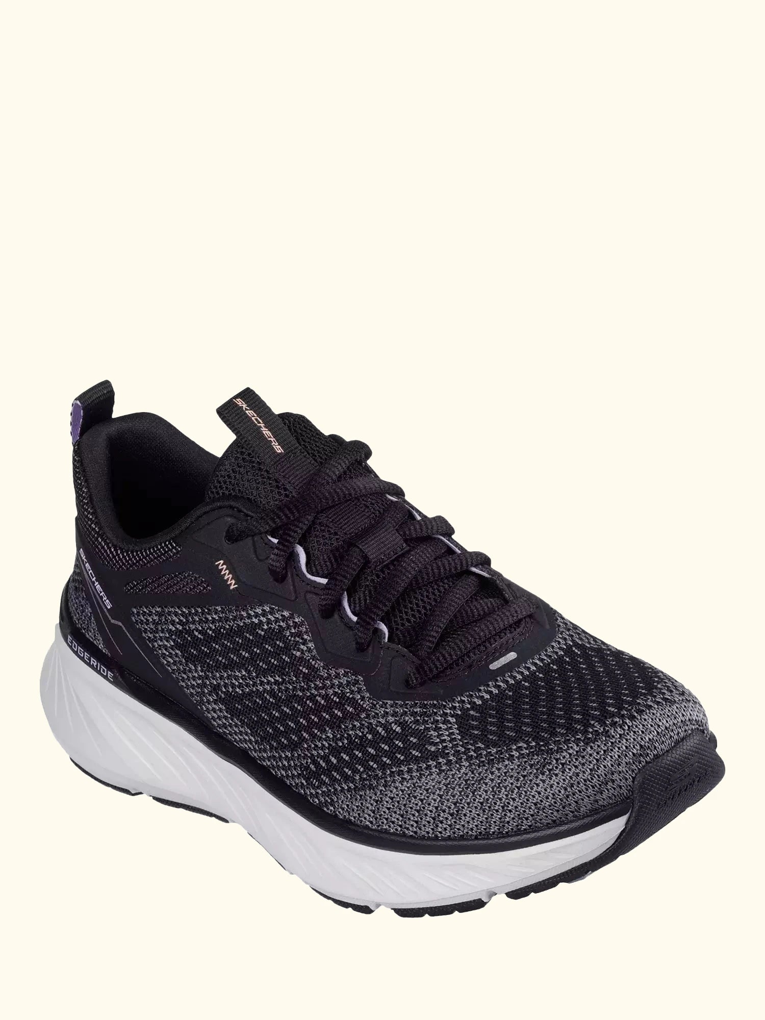 Skechers Edgeride Power Flow Trainers, Black/Lavender