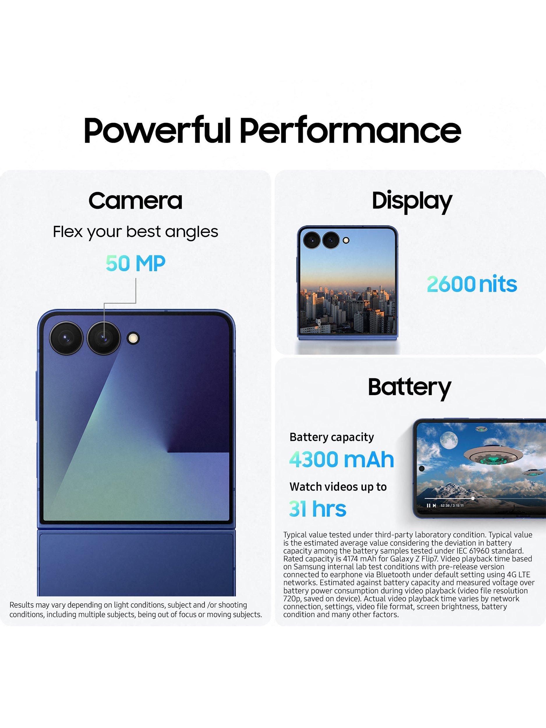Galaxy Z Flip7, 5G Foldable Smartphone, 12GB RAM, 6.9", Galaxy AI, 5G, SIM Free, Blue Shadow, 256GB