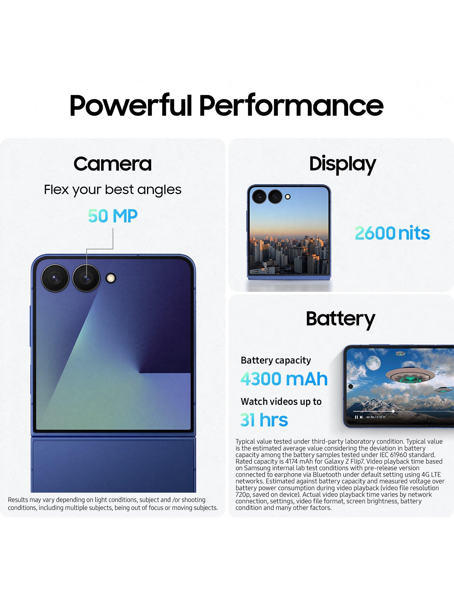 Galaxy Z Flip7, 5G Foldable Smartphone, 12GB RAM, 6.9", Galaxy AI, 5G, SIM Free, Blue Shadow, 256GB