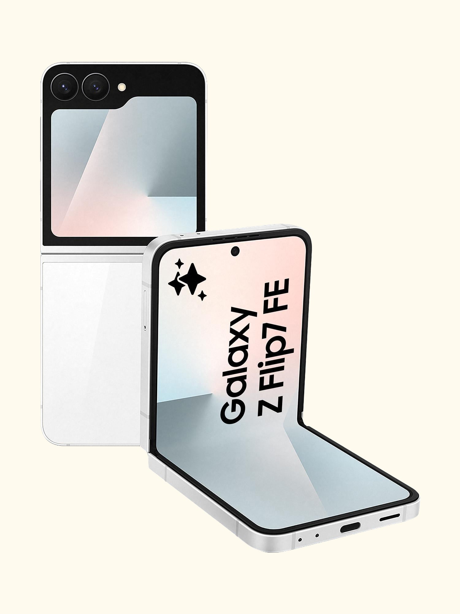 Galaxy Z Flip7 FE, 5G Foldable Smartphone, 8GB RAM, 6.7", Galaxy AI, 5G, SIM Free, White, 256GB