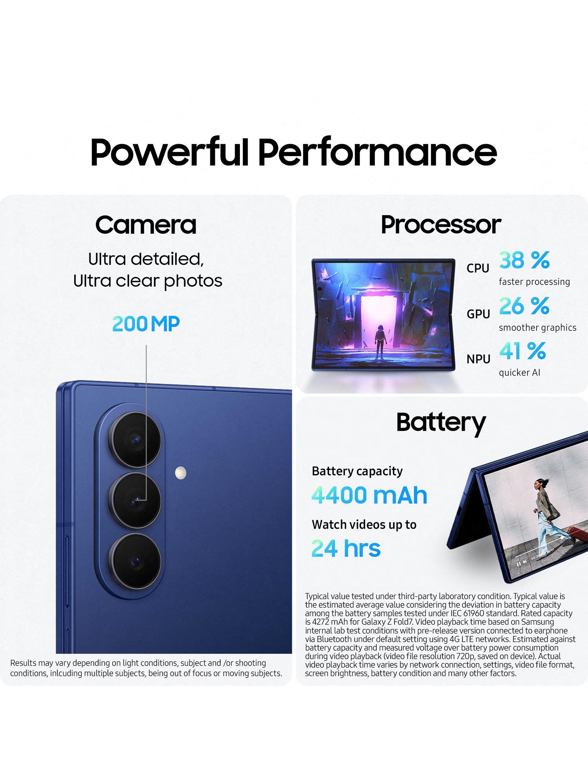 Galaxy Z Fold7, 5G Foldable Smartphone, 12GB RAM, 8", Galaxy AI, 5G, SIM Free, Blue Shadow, 256GB