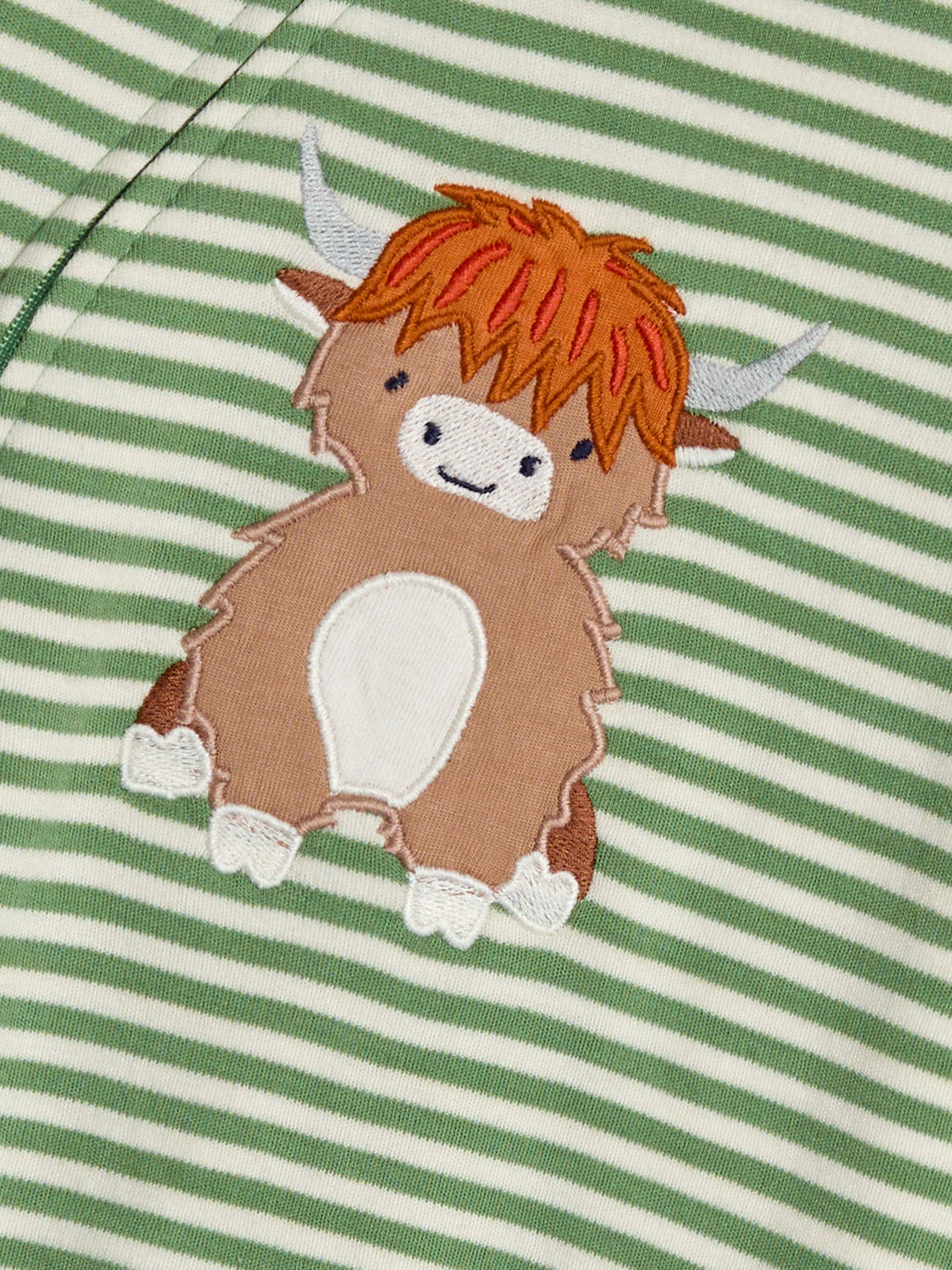 Baby Cotton Cow Sleepsuit, Green