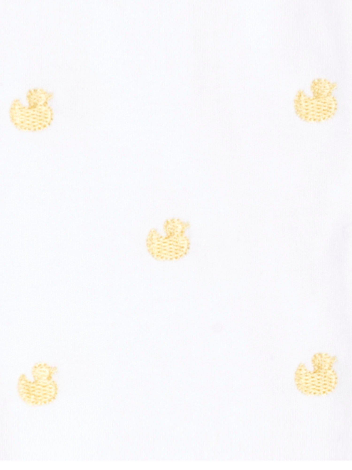 Baby Cotton Embroidered Duck Sleepsuit, Yellow, Newborn
