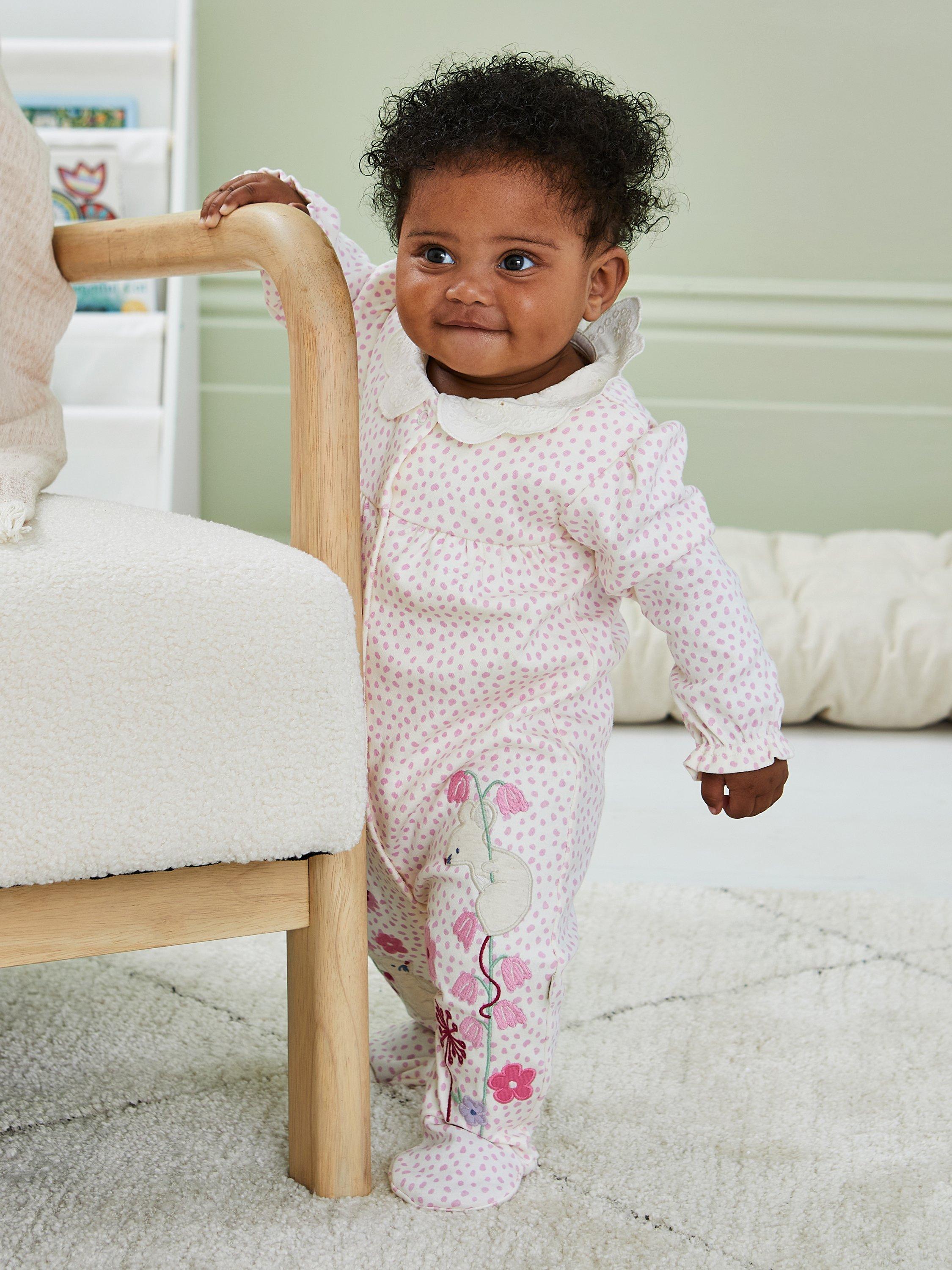 Baby Cotton Mouse Sleepsuit, Pink