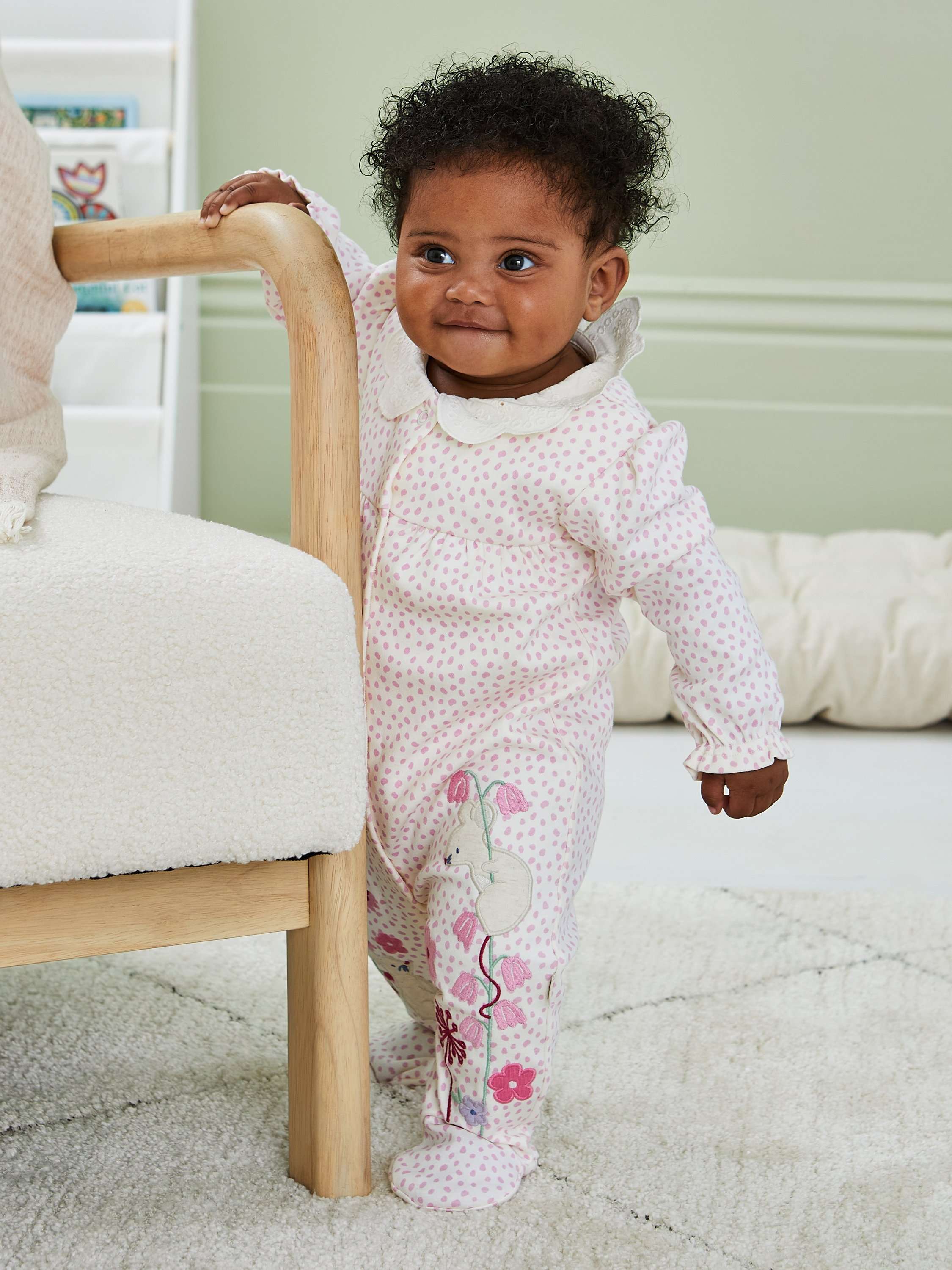 Baby Cotton Mouse Sleepsuit, Pink