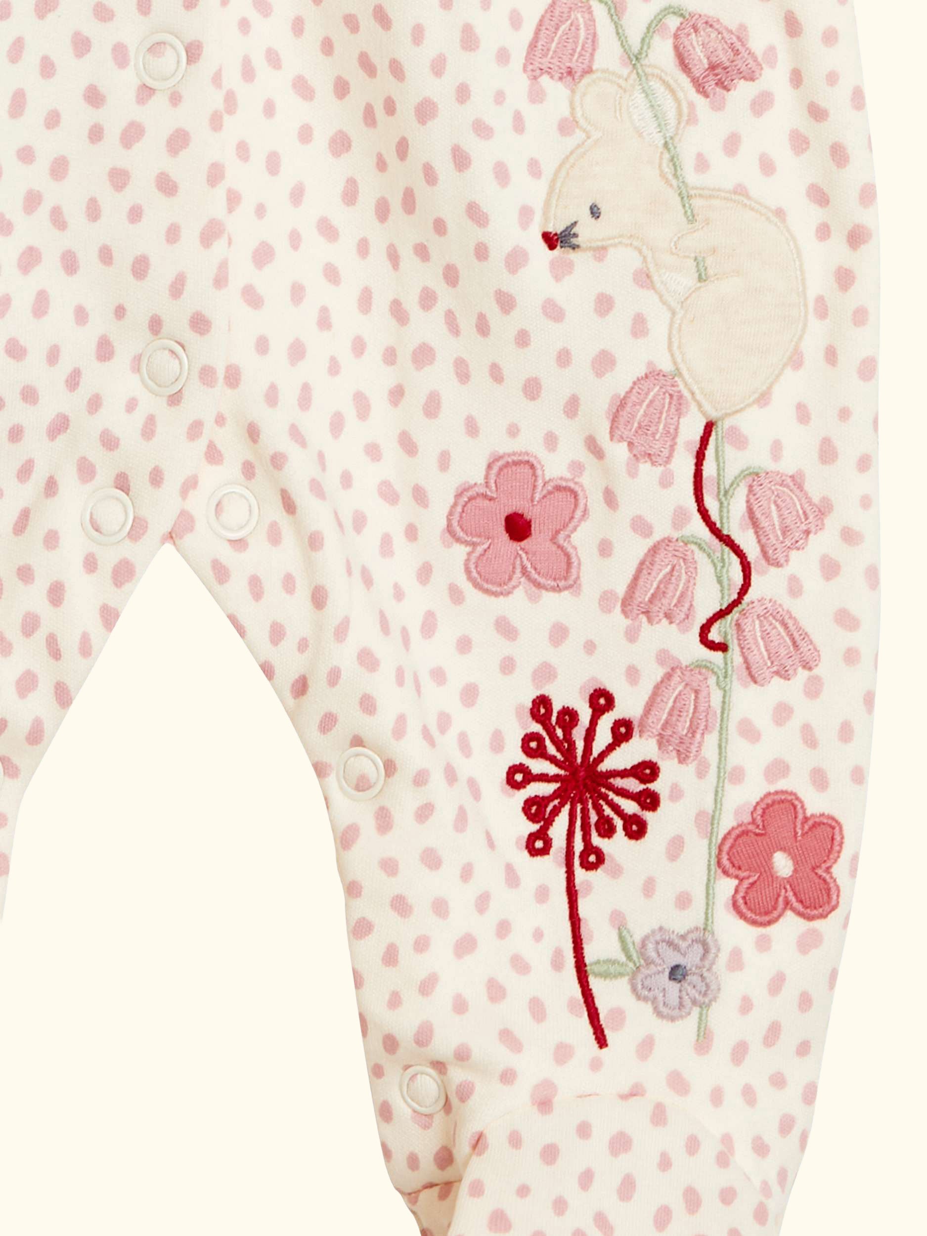 Baby Cotton Mouse Sleepsuit, Pink