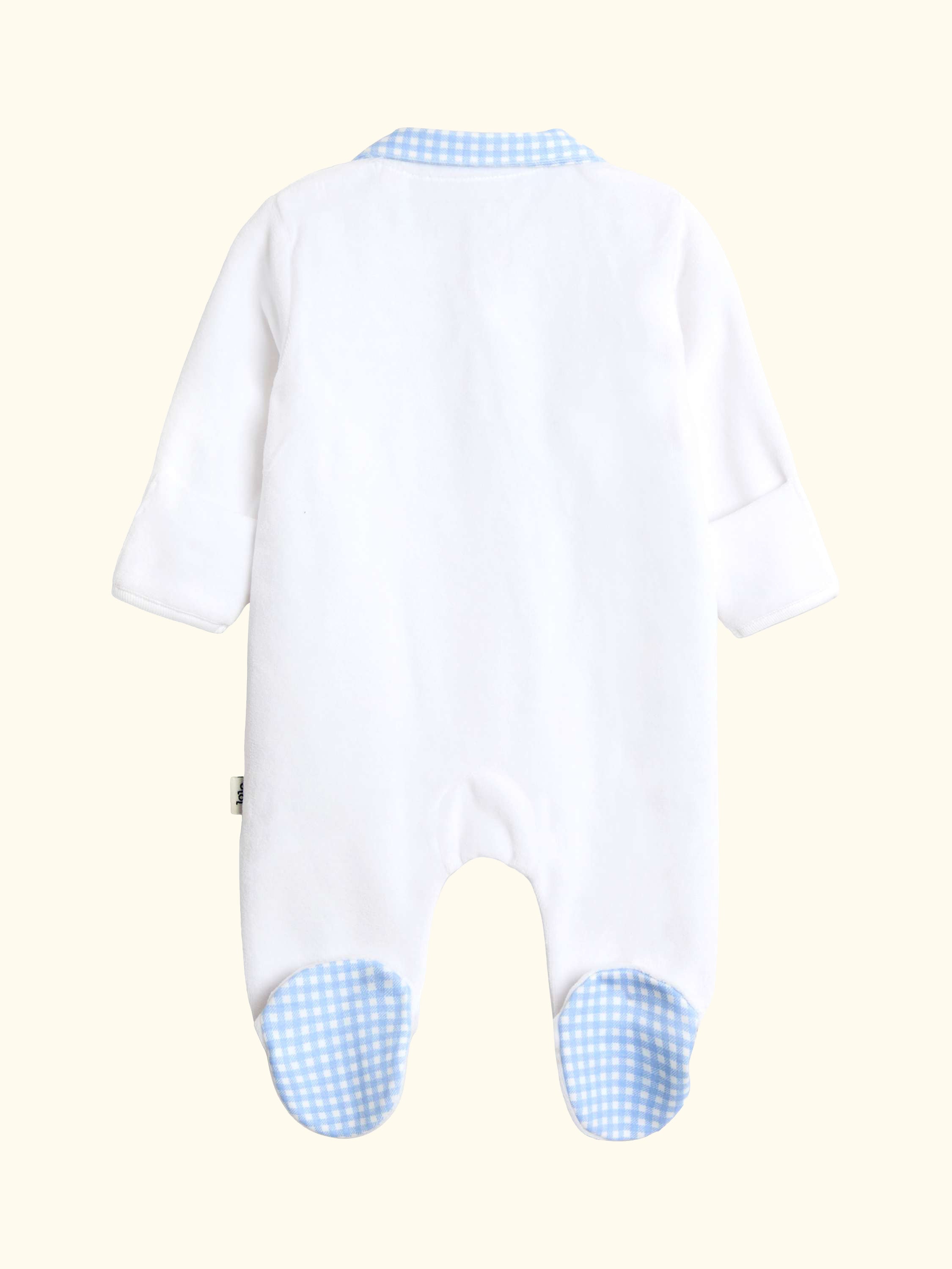 Baby Tractor Velour Appliqué Footed Romper, White, Newborn