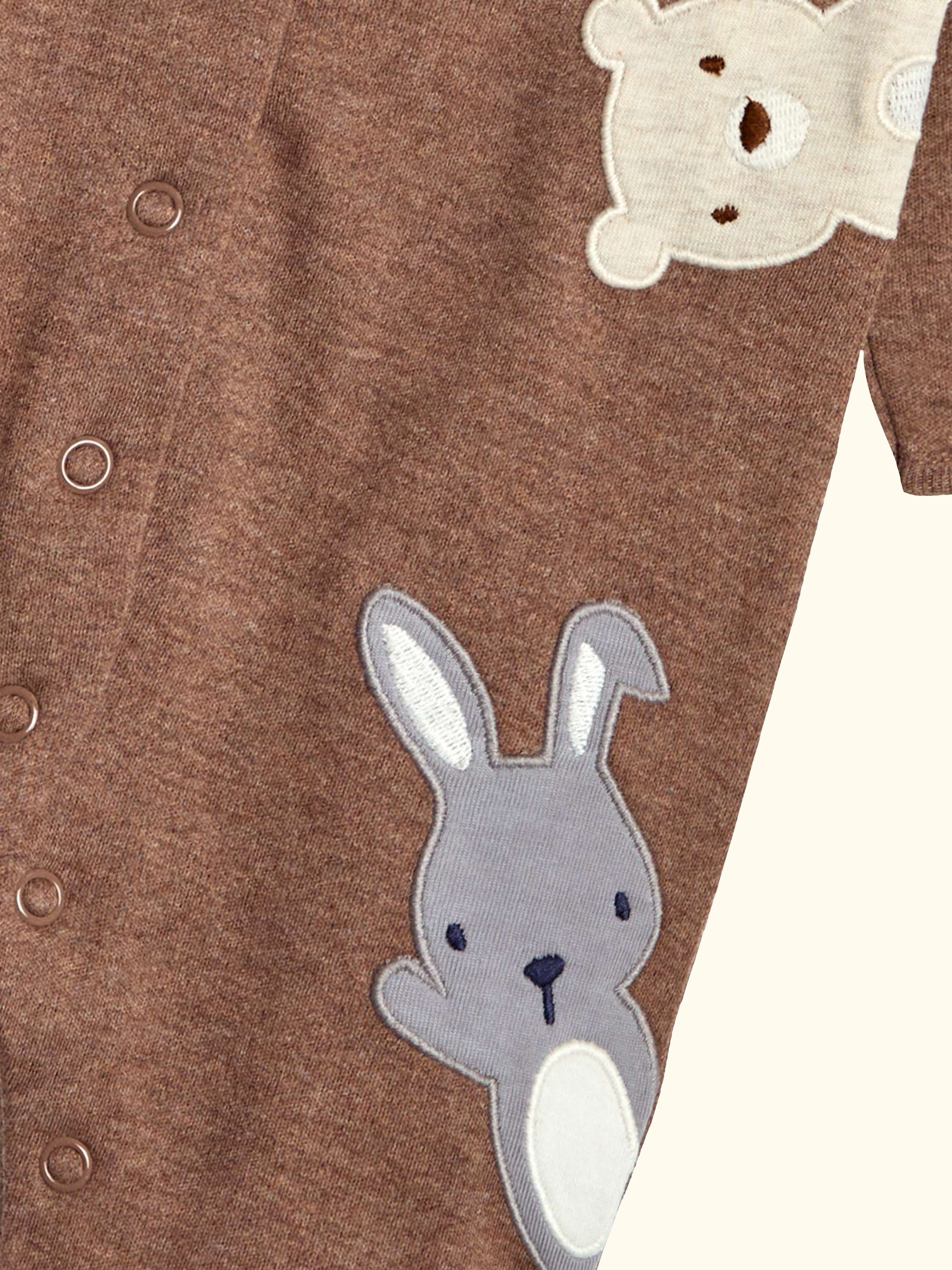 Baby Cotton Woodland Sleepsuit, Brown