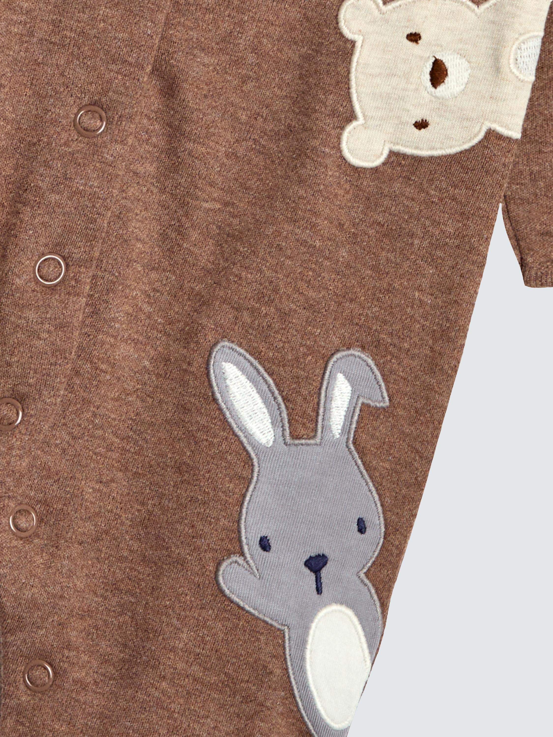 Baby Cotton Woodland Sleepsuit, Brown