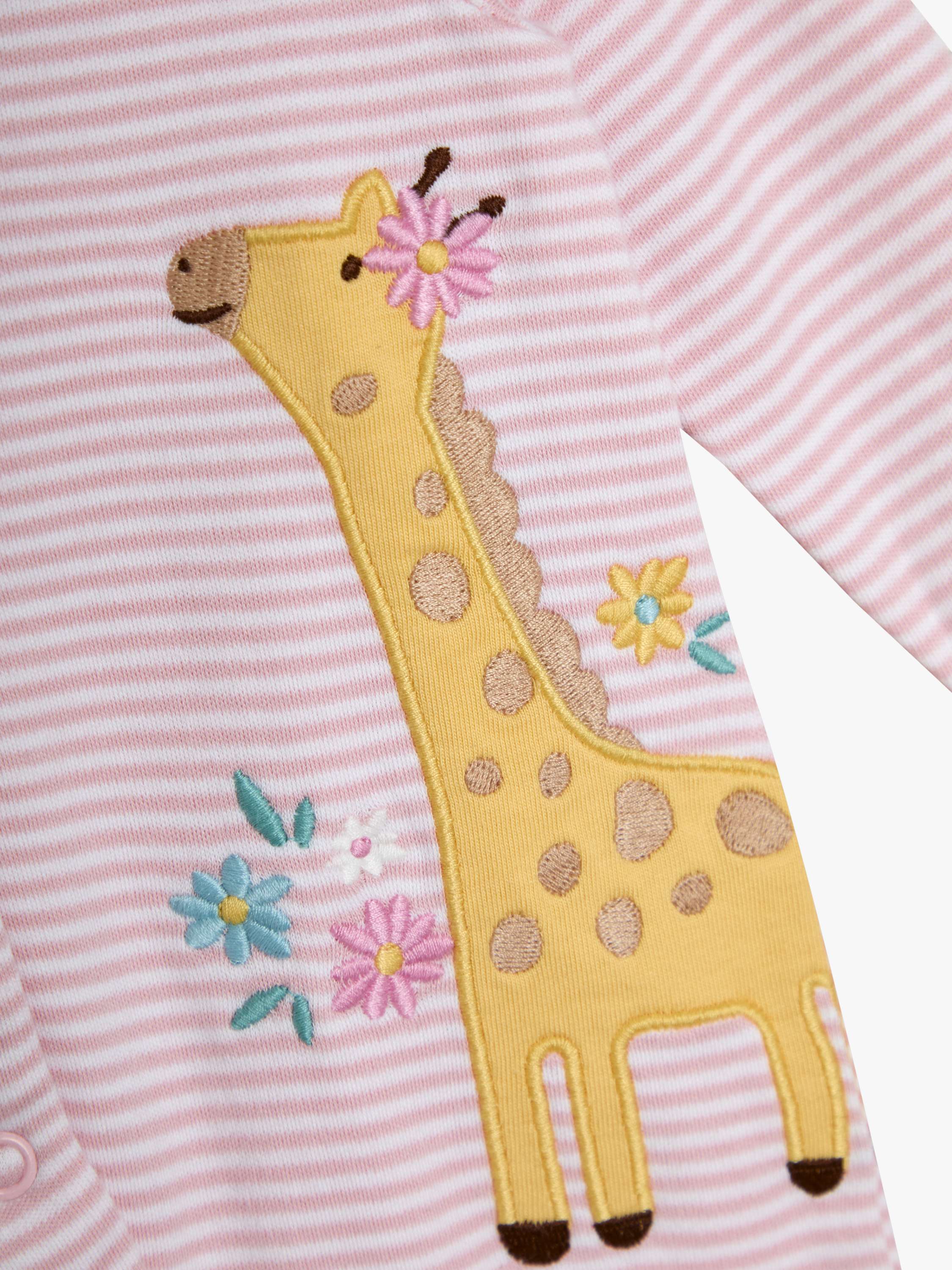 Baby Cotton Giraffe Popper Sleepsuit, Pink