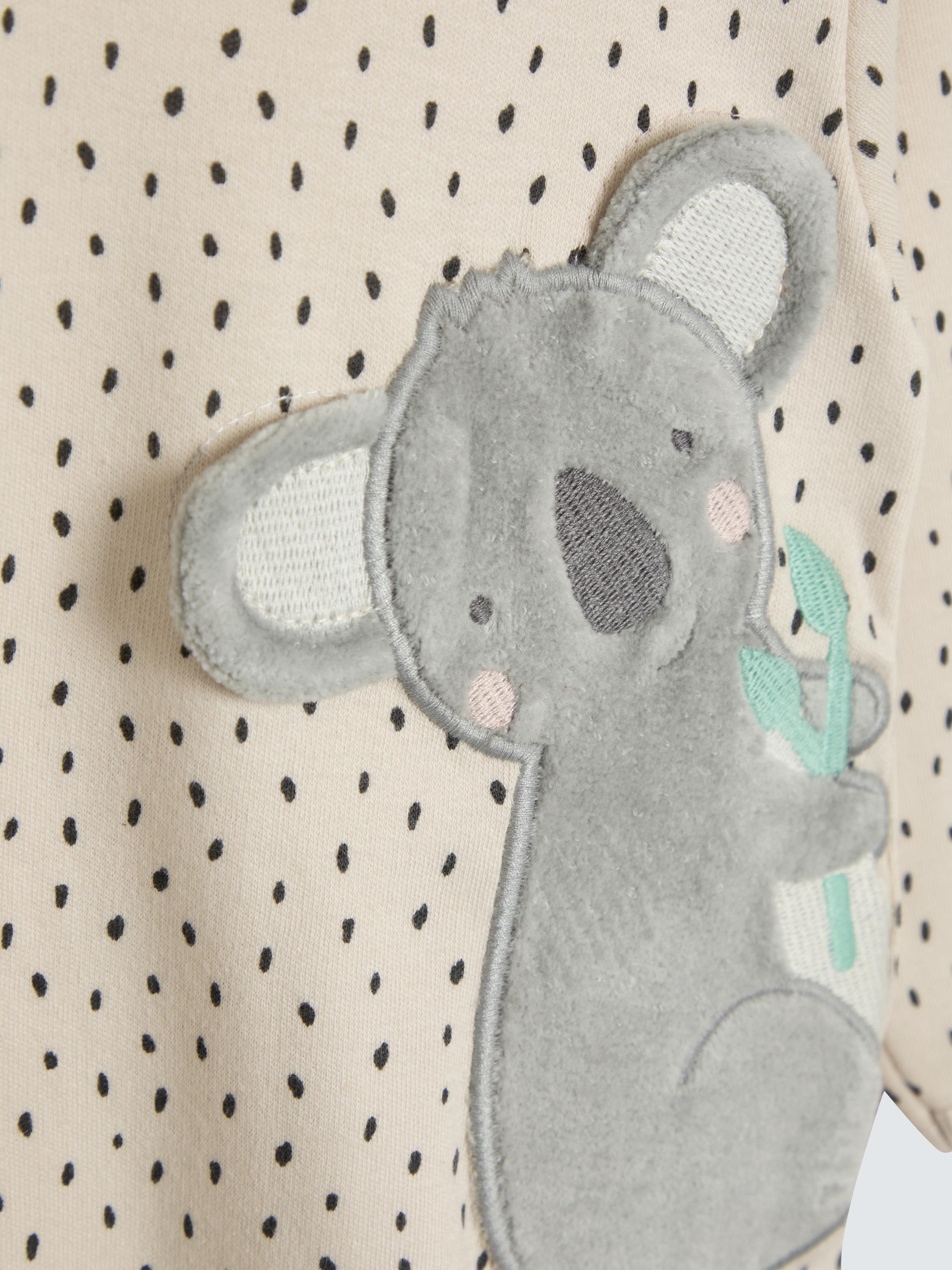 Baby Cotton Koala Zip Sleepsuit, White