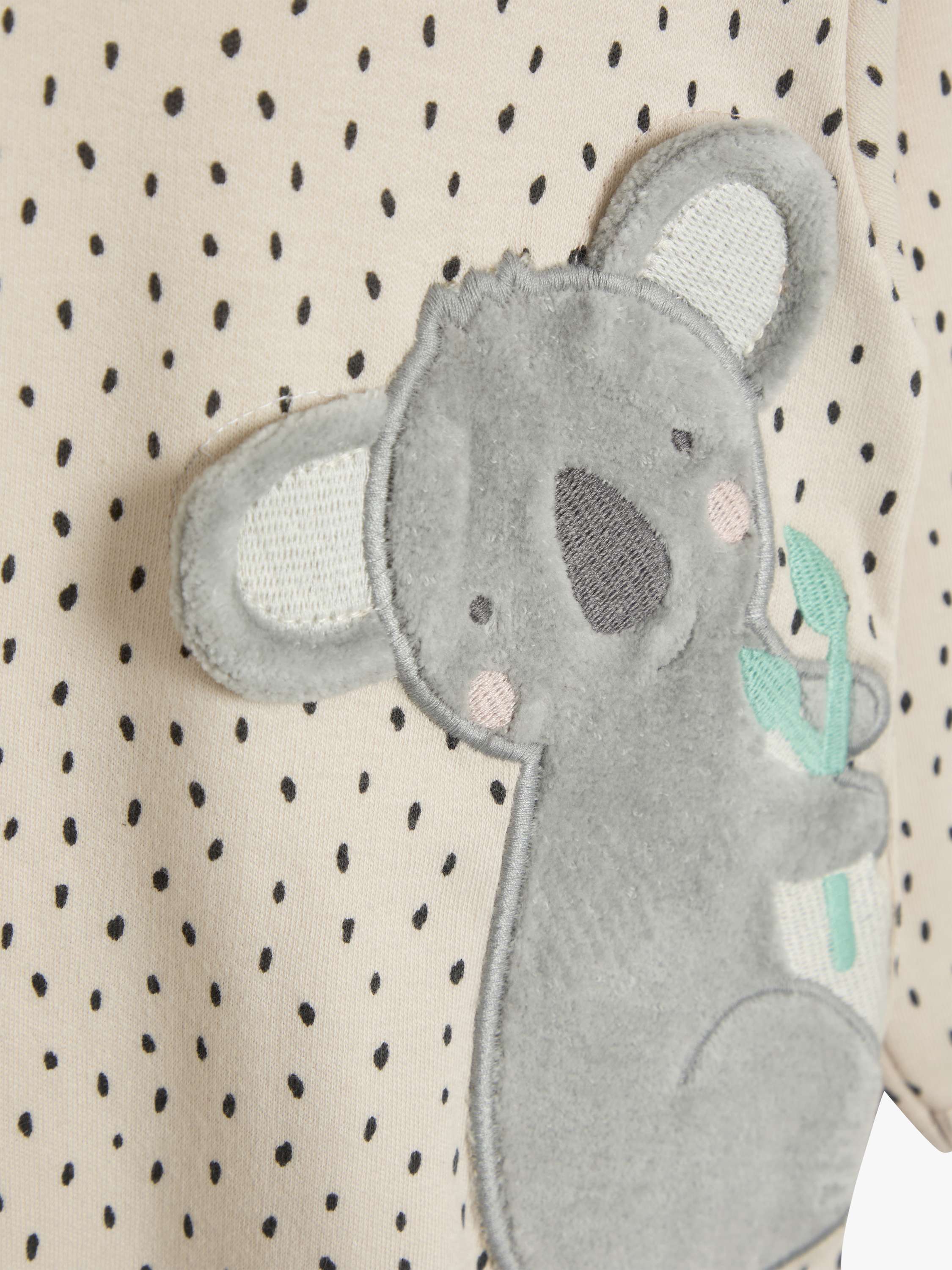 Baby Cotton Koala Zip Sleepsuit, White