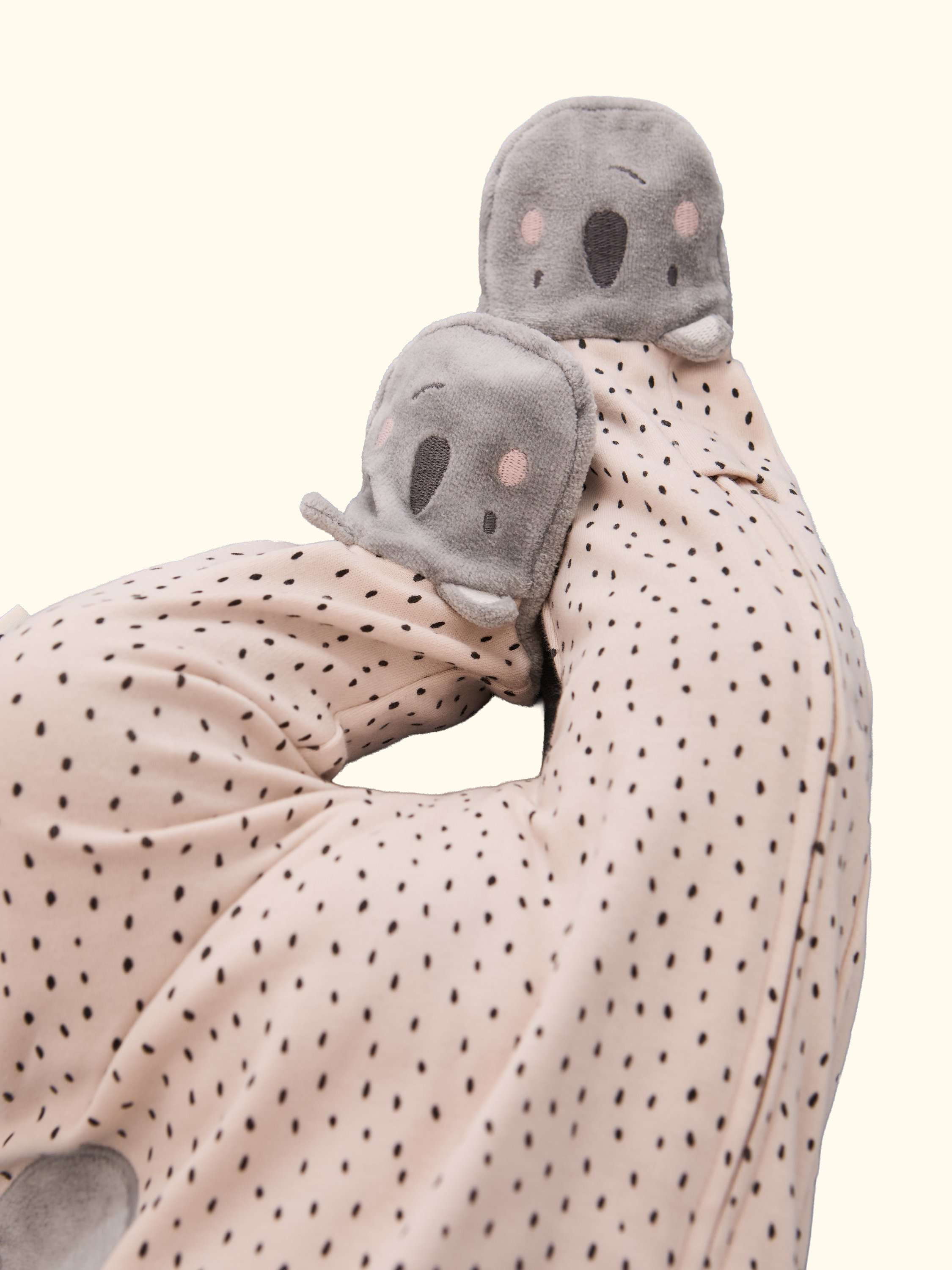 Baby Cotton Koala Zip Sleepsuit, White