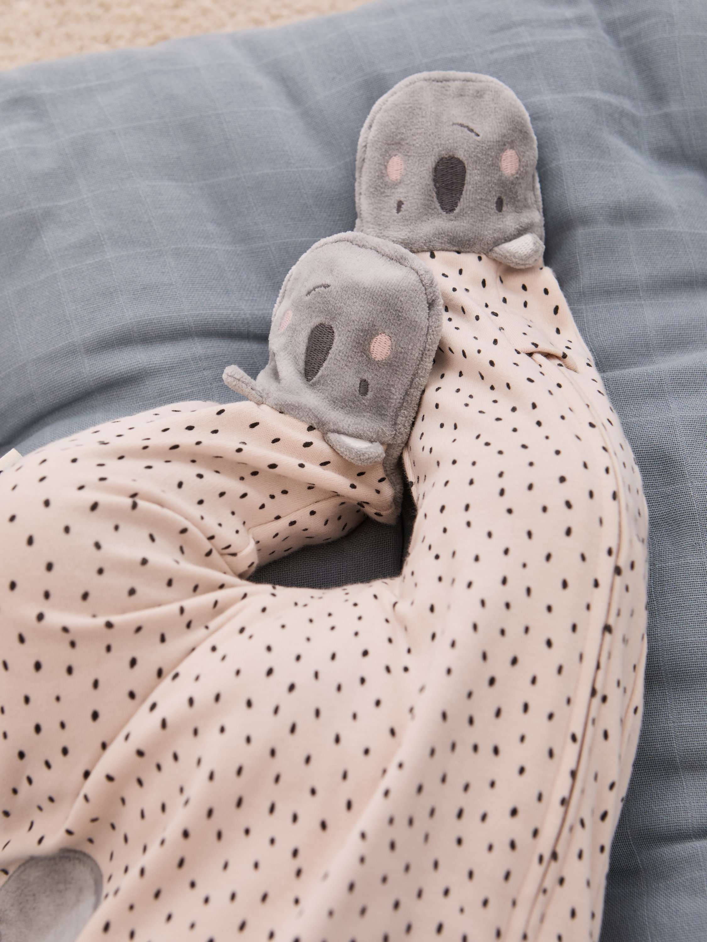 Baby Cotton Koala Zip Sleepsuit, White