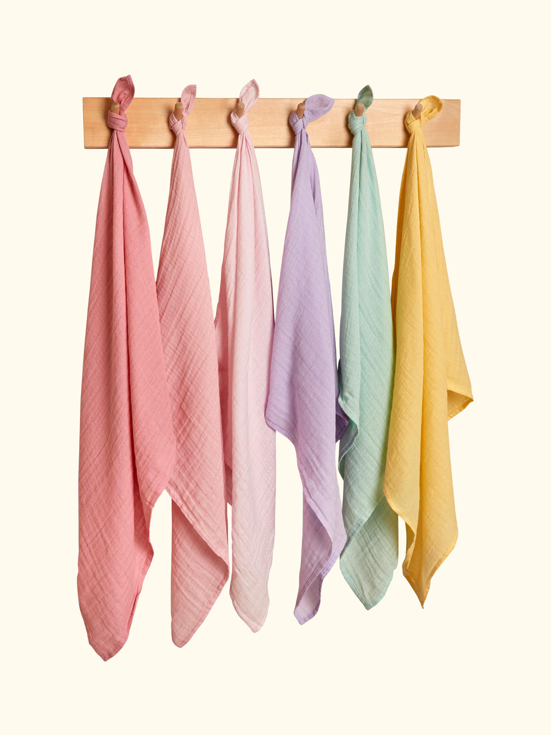 Baby Pastel Muslin Squares, Pack of 6, Pink/Multi
