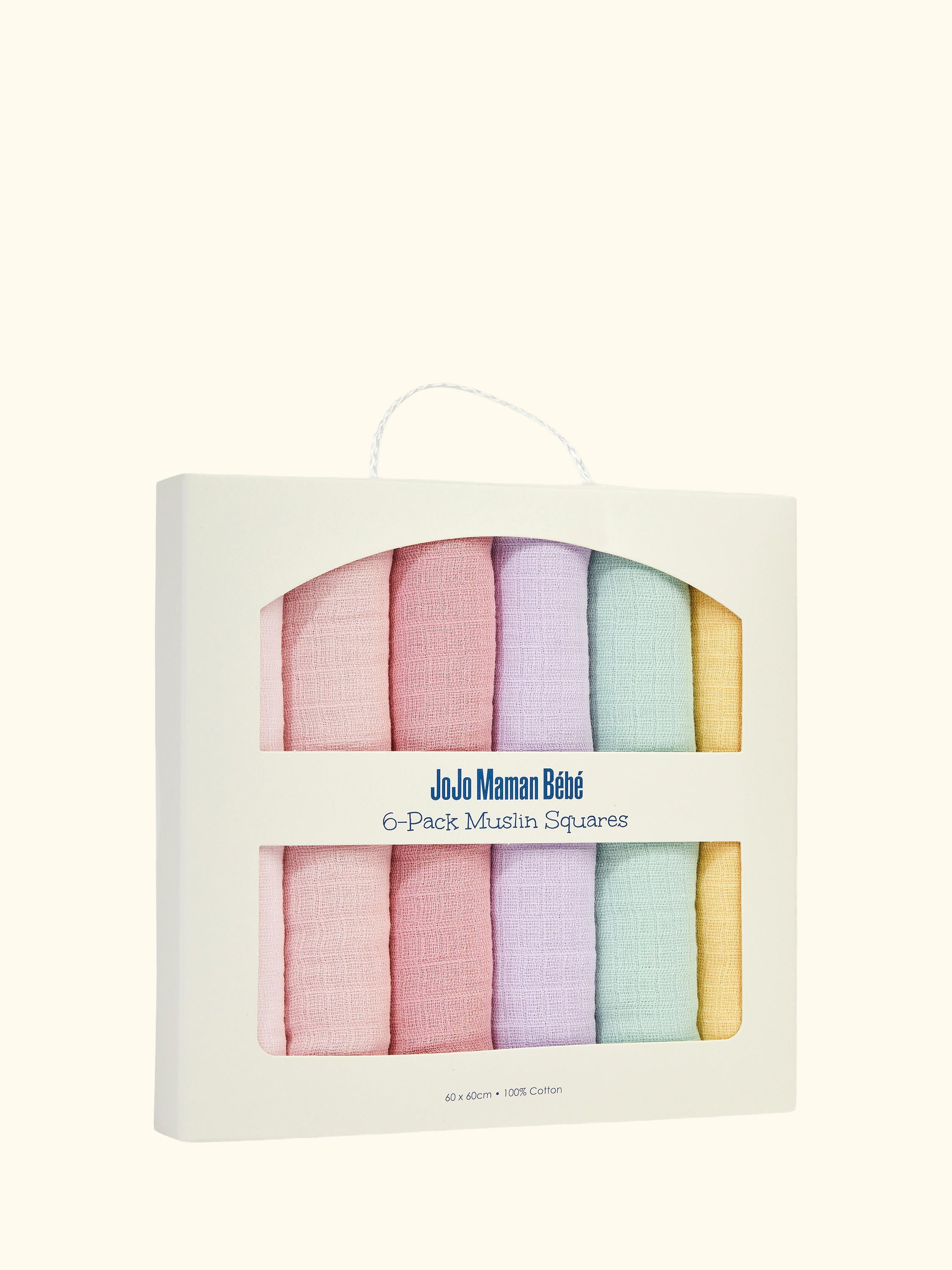 Baby Pastel Muslin Squares, Pack of 6, Pink/Multi