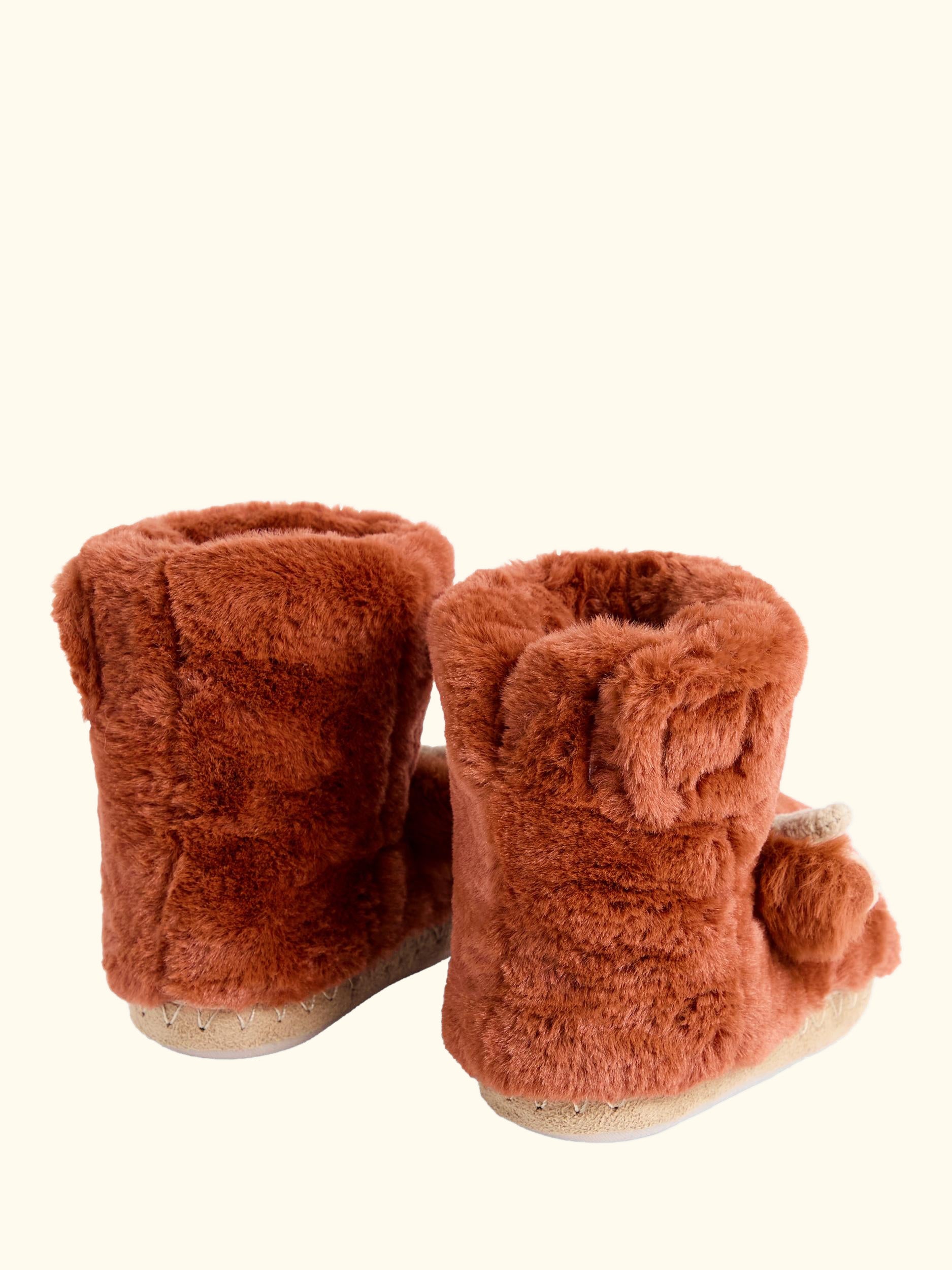 Kids' Highland Cow Bootie Slippers, Rust