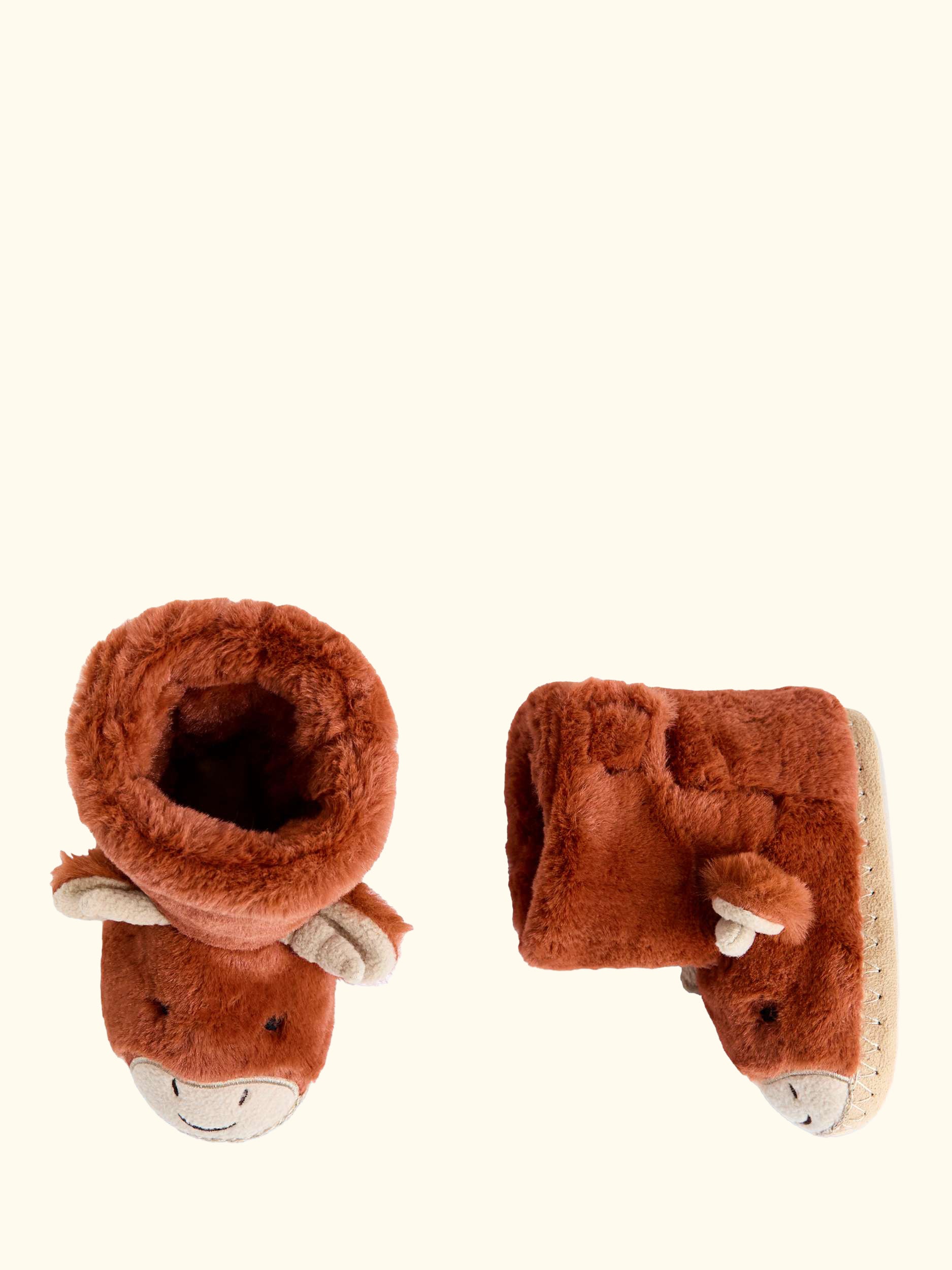 Kids' Highland Cow Bootie Slippers, Rust