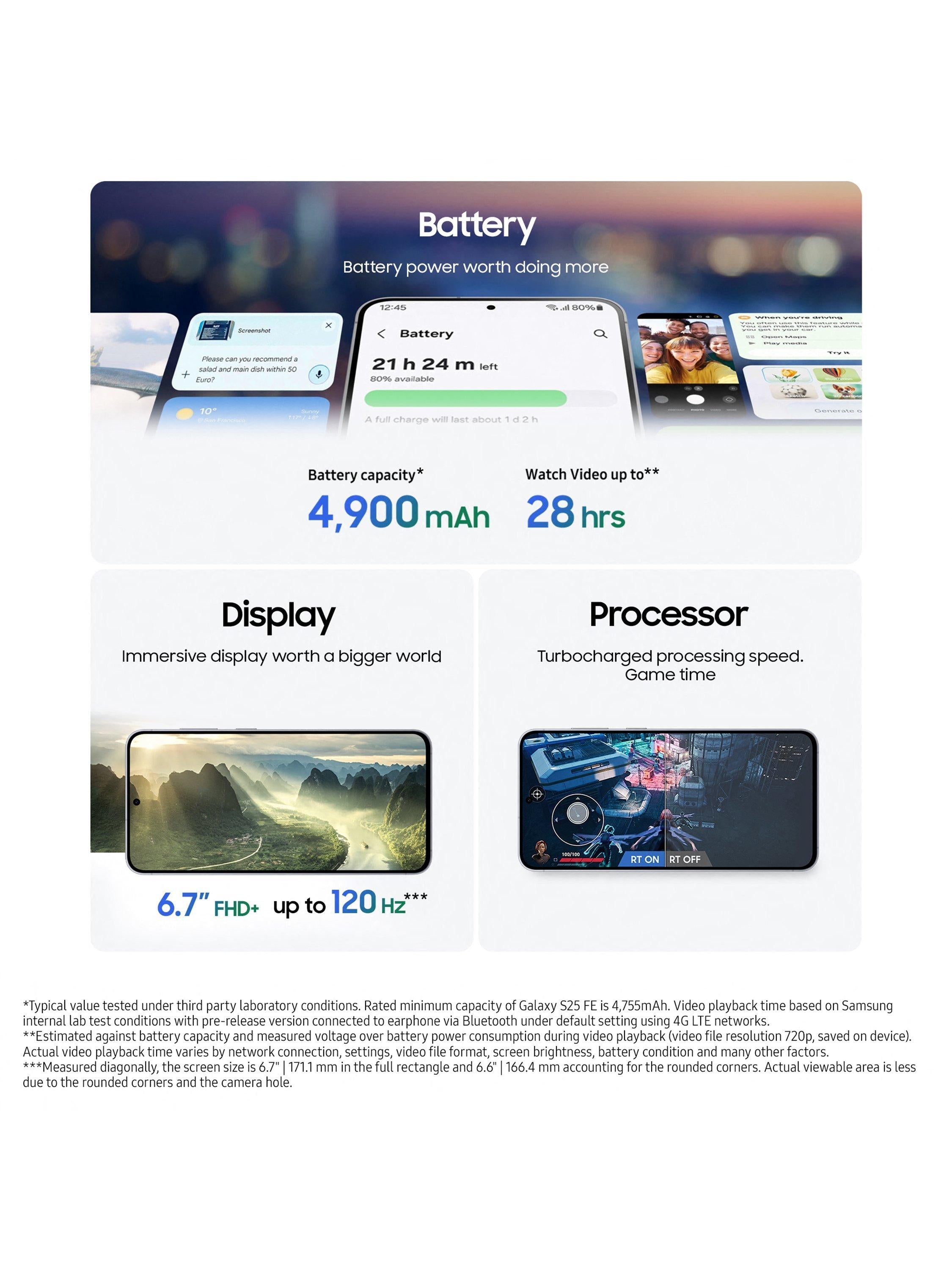 Galaxy S25 FE Smartphone, 8GB RAM, 6.7", Galaxy AI, 5G, SIM Free, Jetblack, 128GB