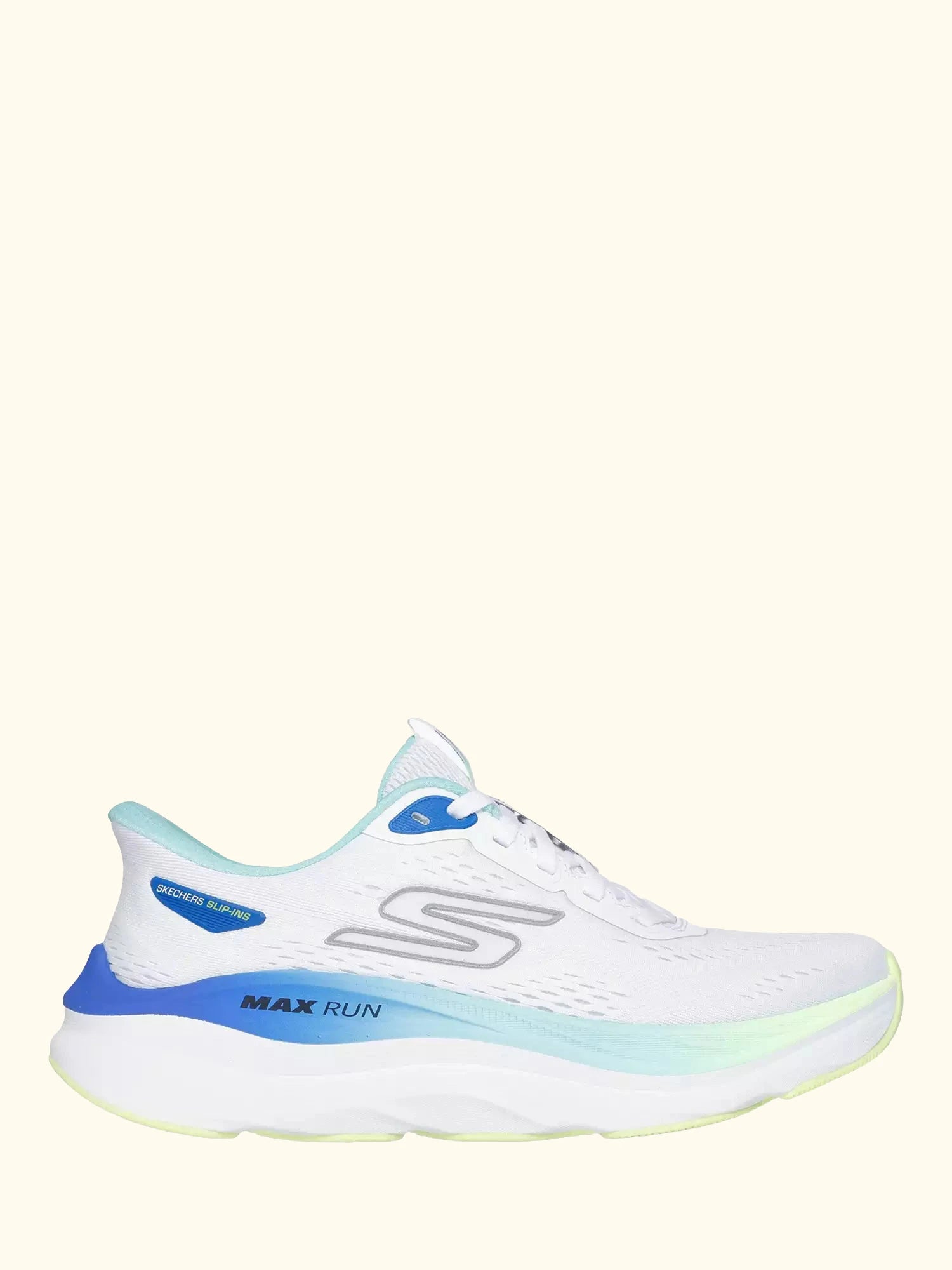 Skechers Hands Free Slip-Ins Max Cushioning Max Run Trainers, White/Multi