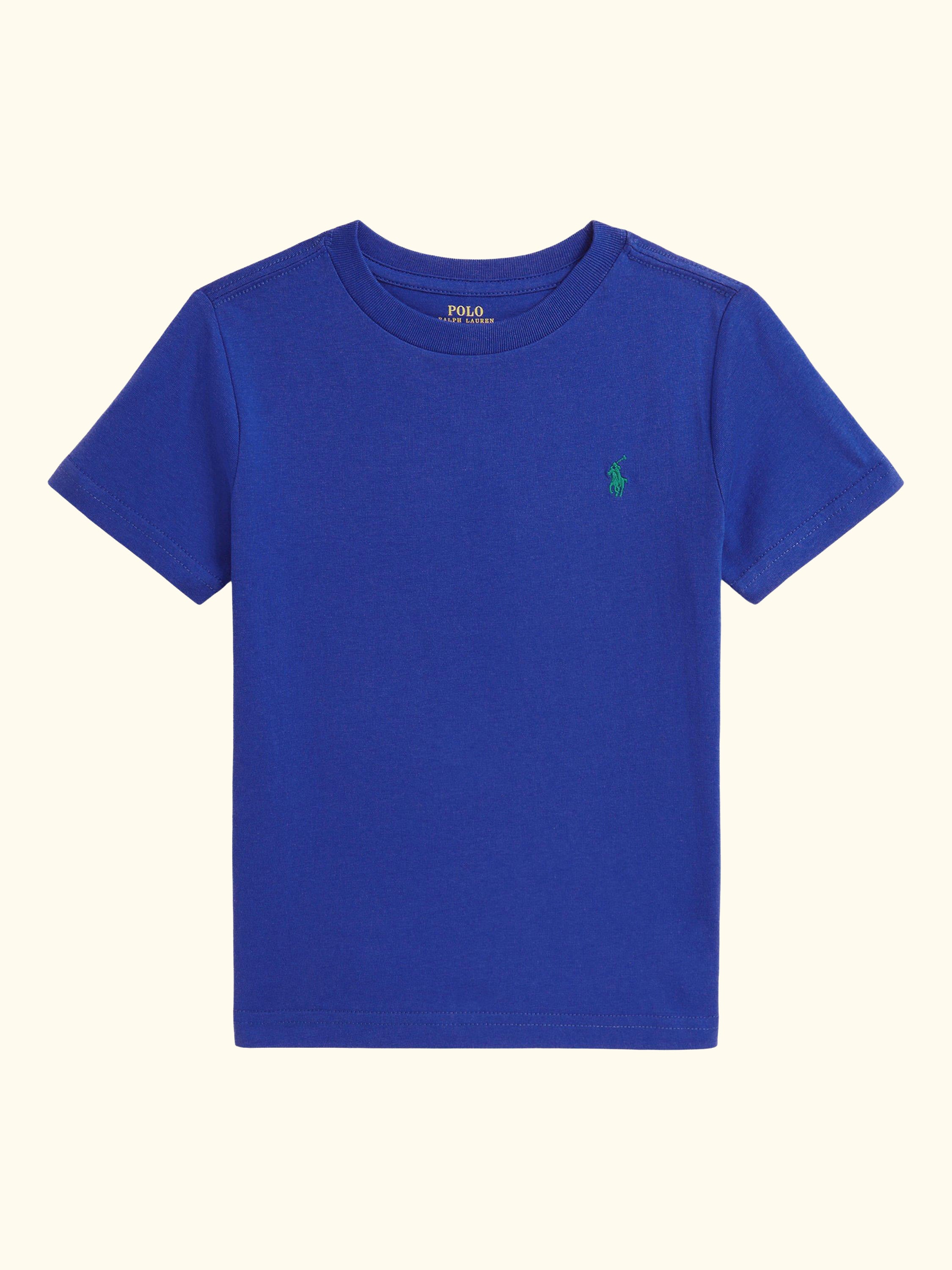 Kids' Cotton Logo Short Sleeve Crew Neck T-Shirt, New Sapphire, 2 years