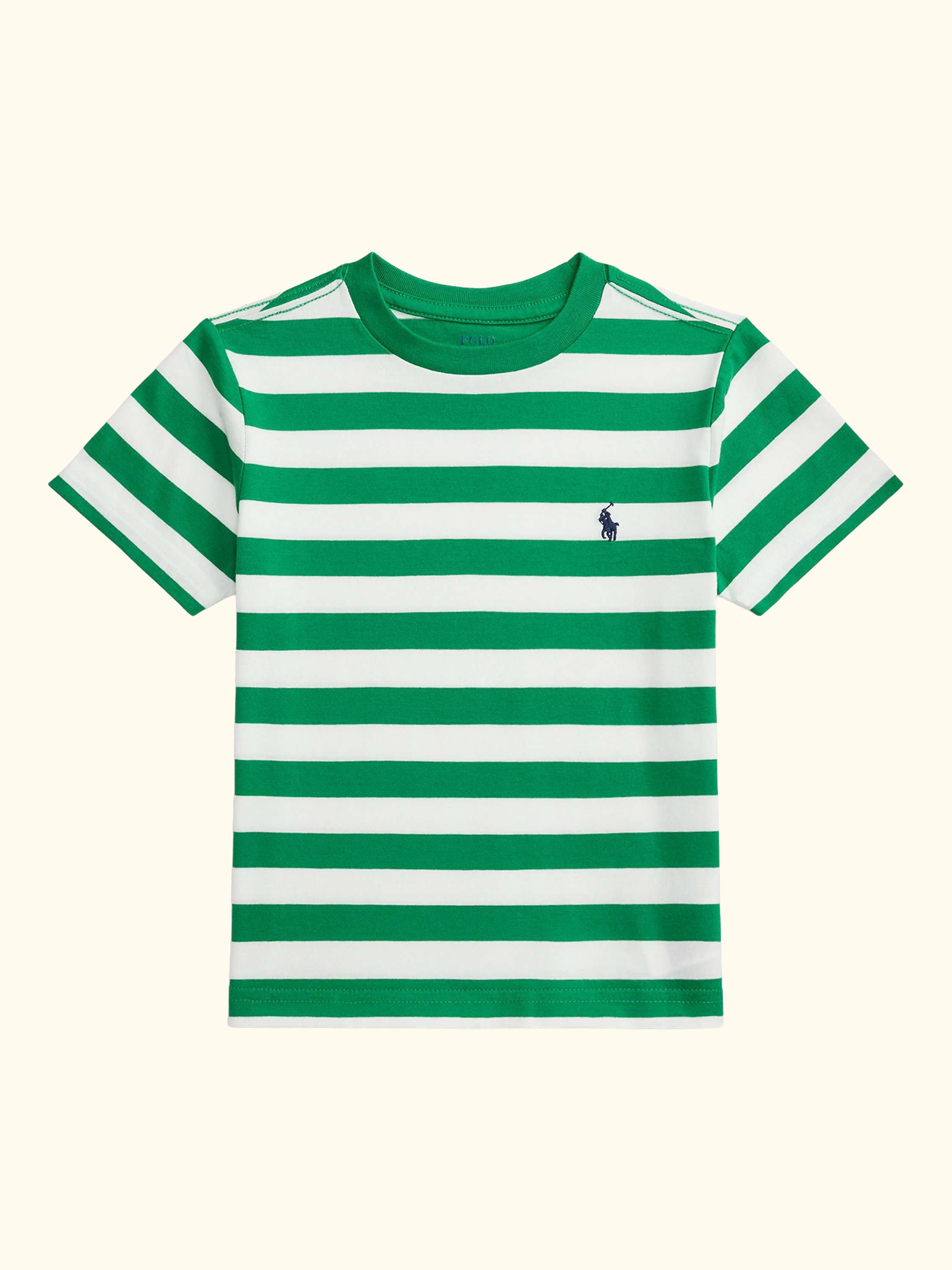 Kids' Cotton Short Sleeved Striped T-Shirt, Cruise Green/White