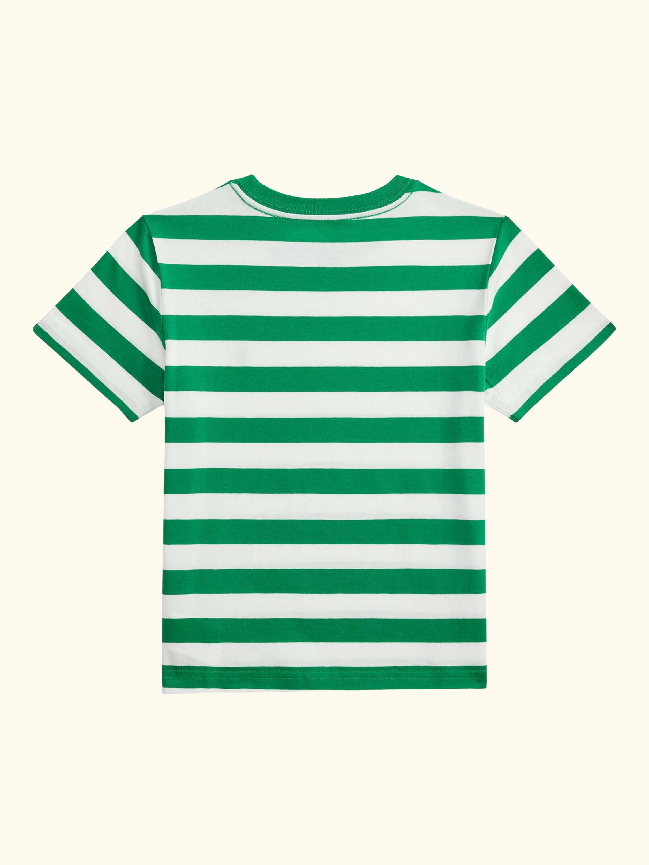 Kids' Cotton Short Sleeved Striped T-Shirt, Cruise Green/White