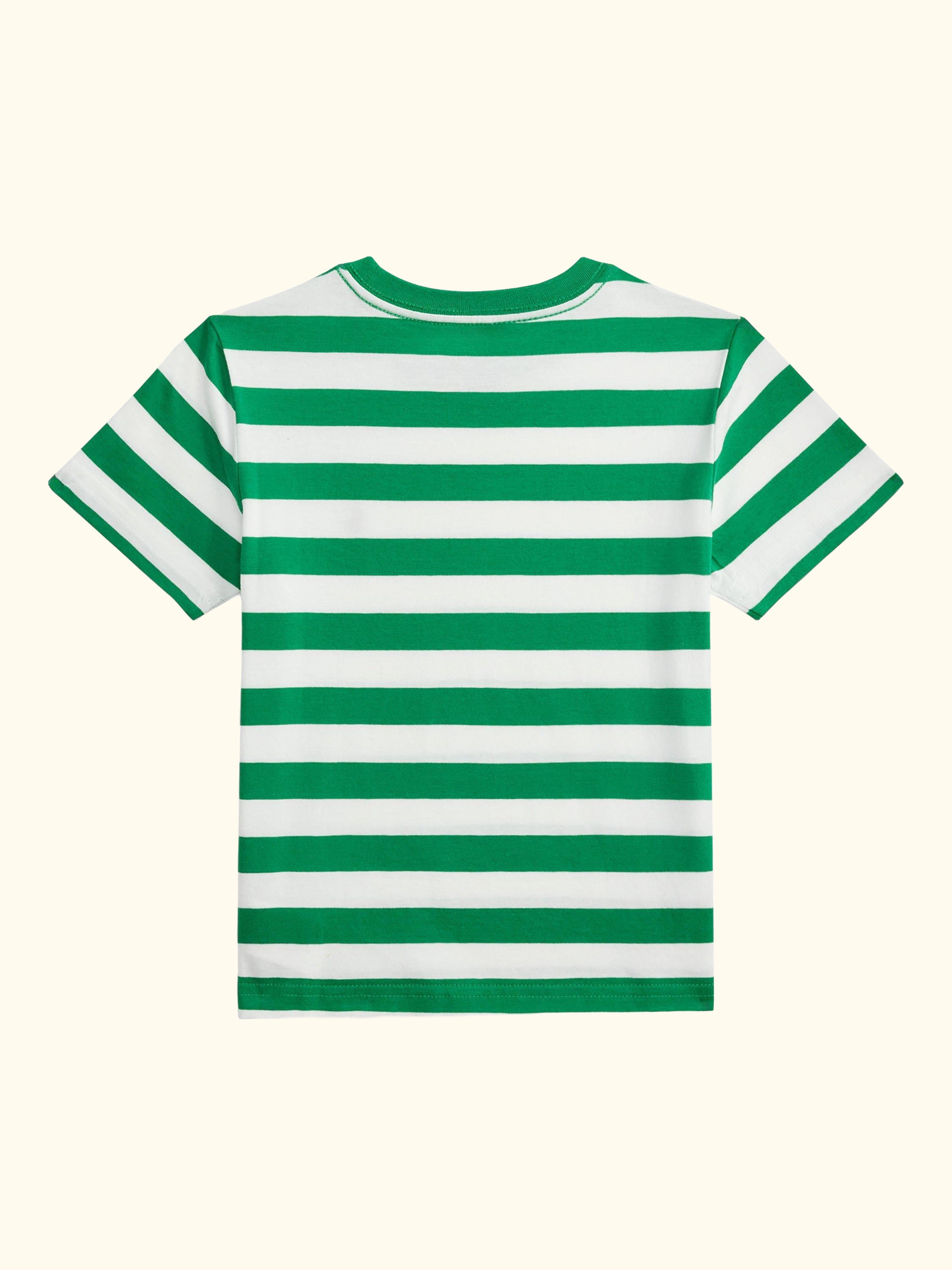 Kids' Cotton Short Sleeved Striped T-Shirt, Cruise Green/White