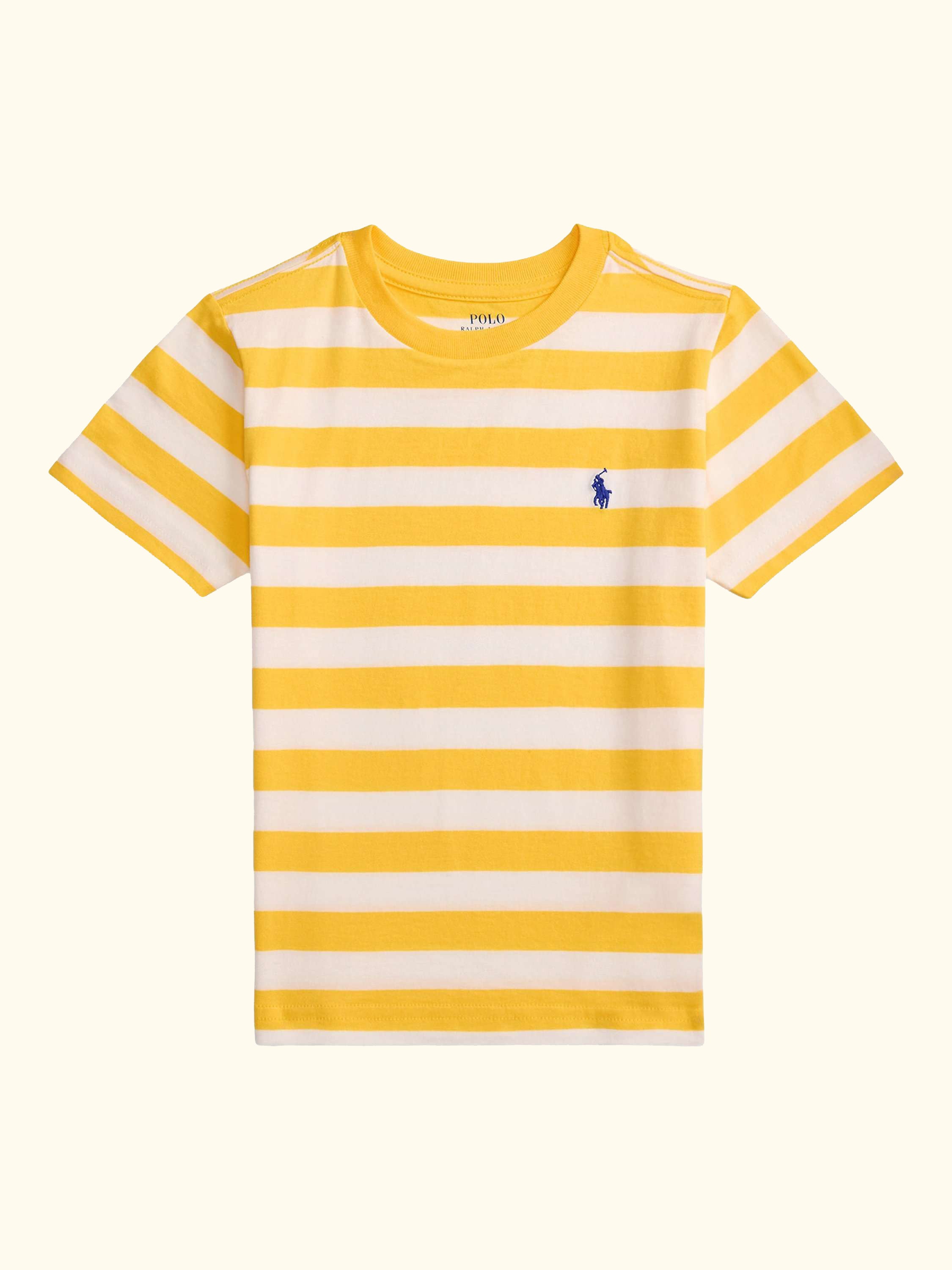 Kids' Cotton Short Sleeved Striped T-Shirt, Yellow/White