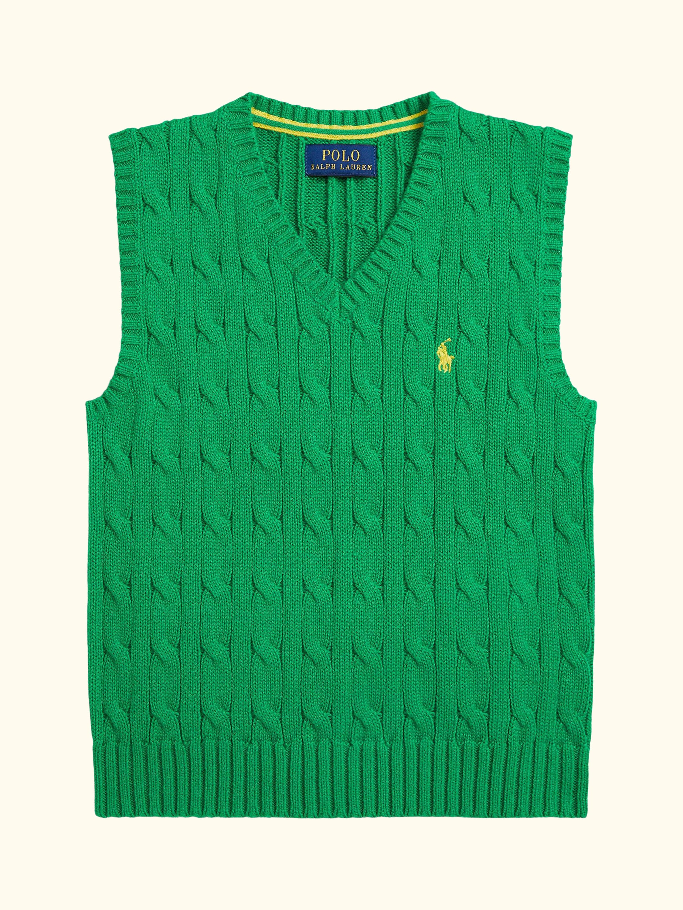 Kids' Cotton V Neck Vest, Cruise Green