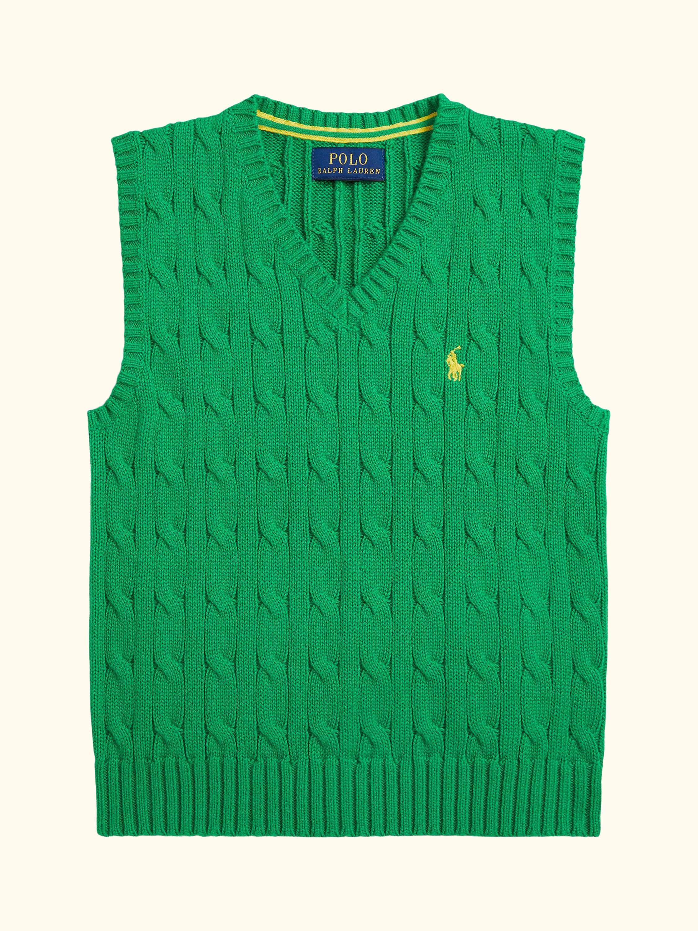 Kids' Cotton V Neck Vest, Cruise Green