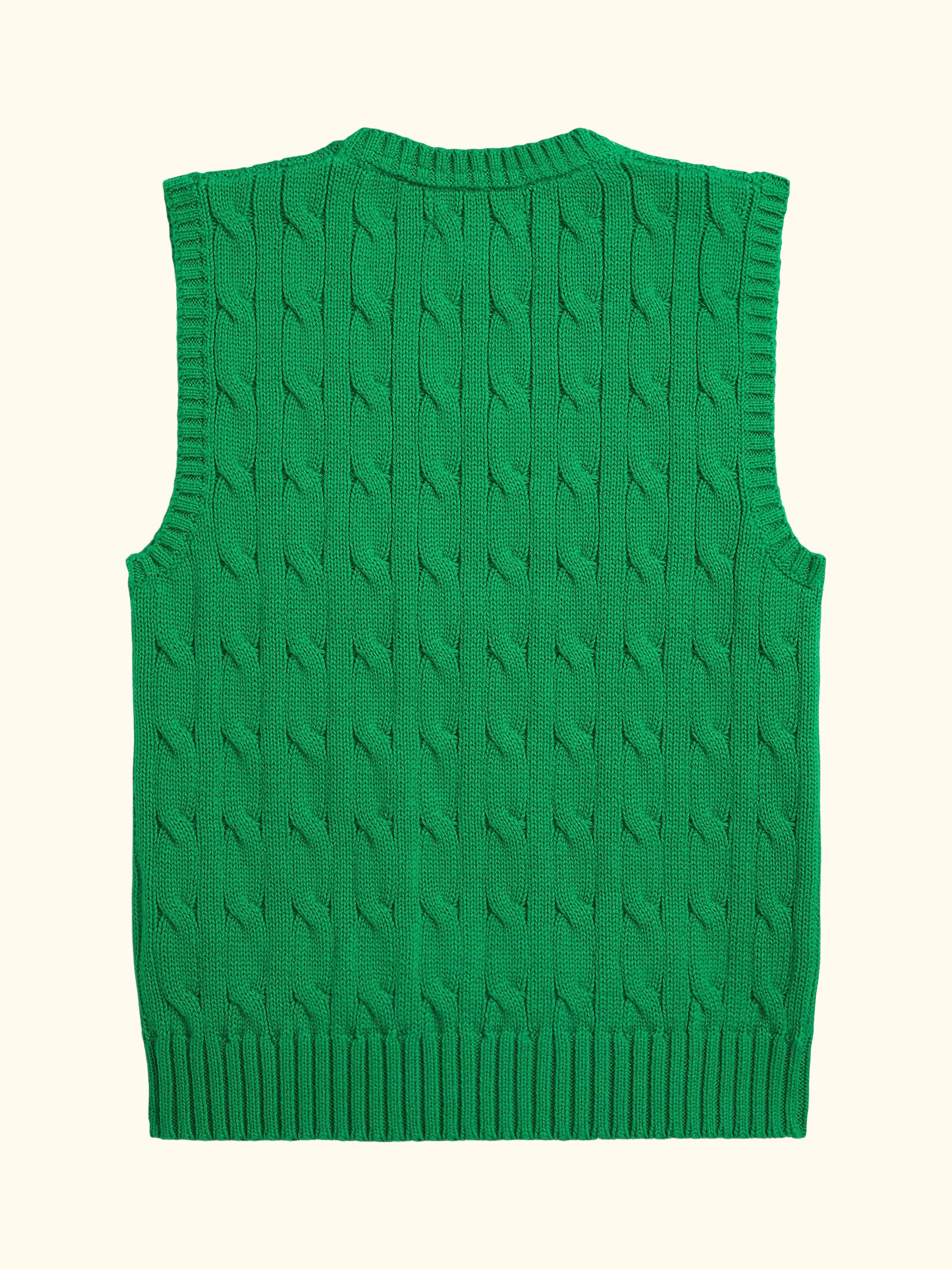 Kids' Cotton V Neck Vest, Cruise Green