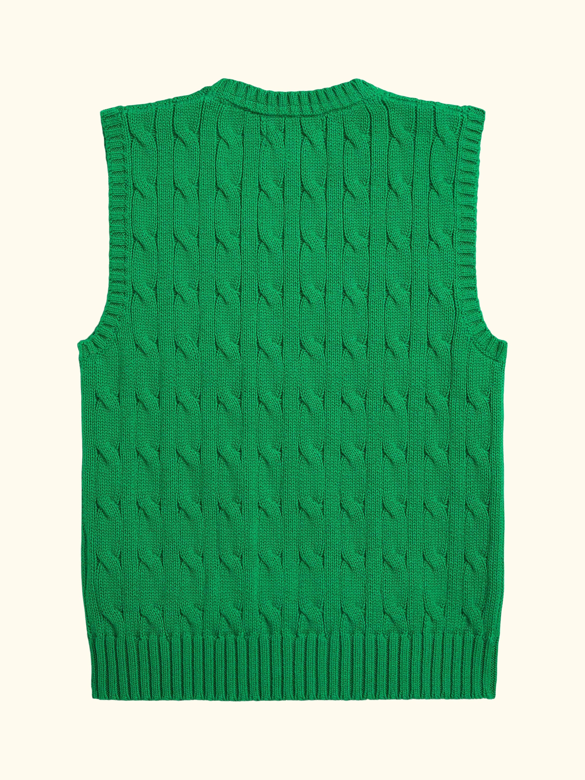 Kids' Cotton V Neck Vest, Cruise Green
