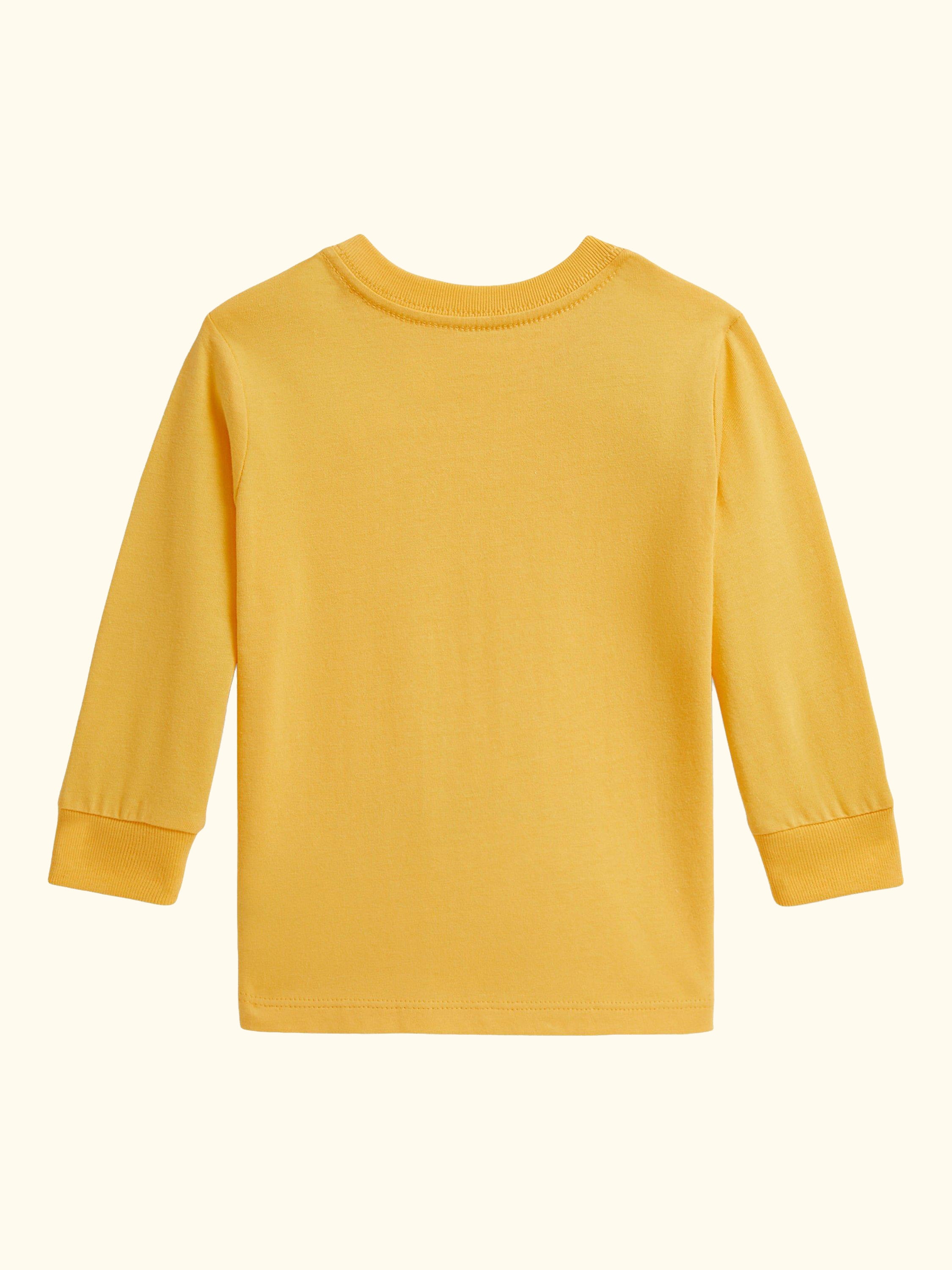 Baby Cotton Long Sleeved Polo Bear T-Shirt, Chrome Yellow