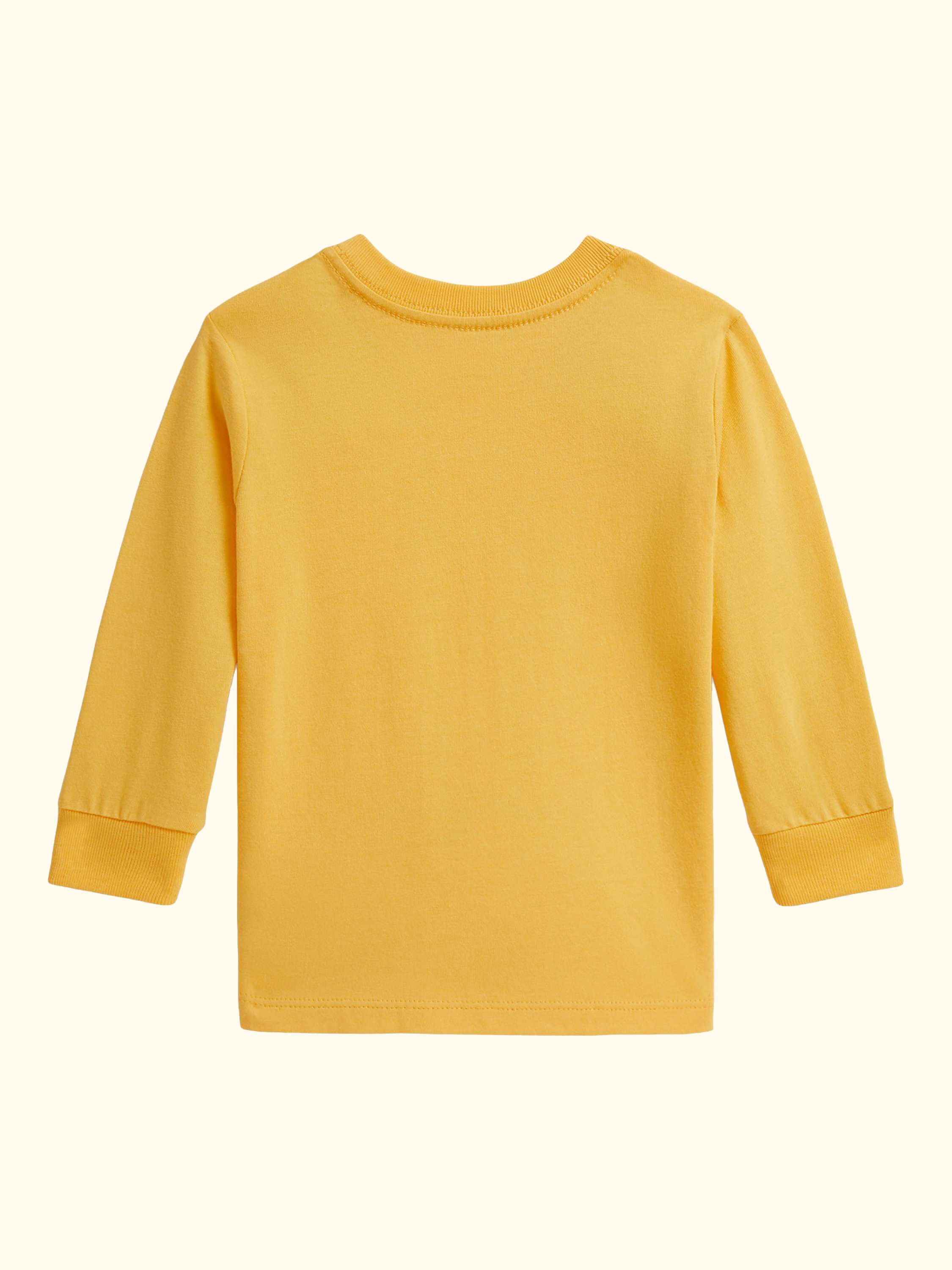 Baby Cotton Long Sleeved Polo Bear T-Shirt, Chrome Yellow