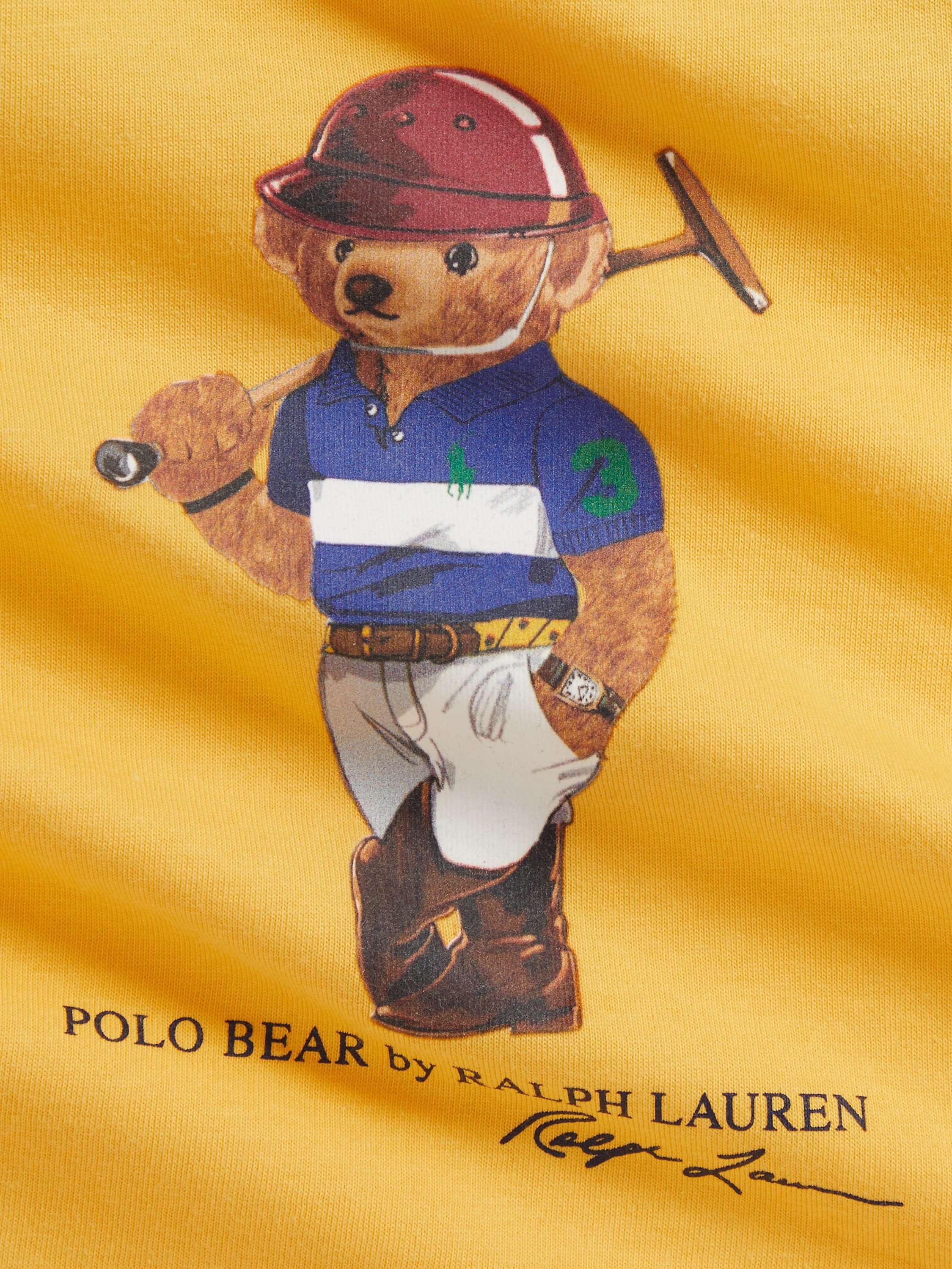 Baby Cotton Long Sleeved Polo Bear T-Shirt, Chrome Yellow