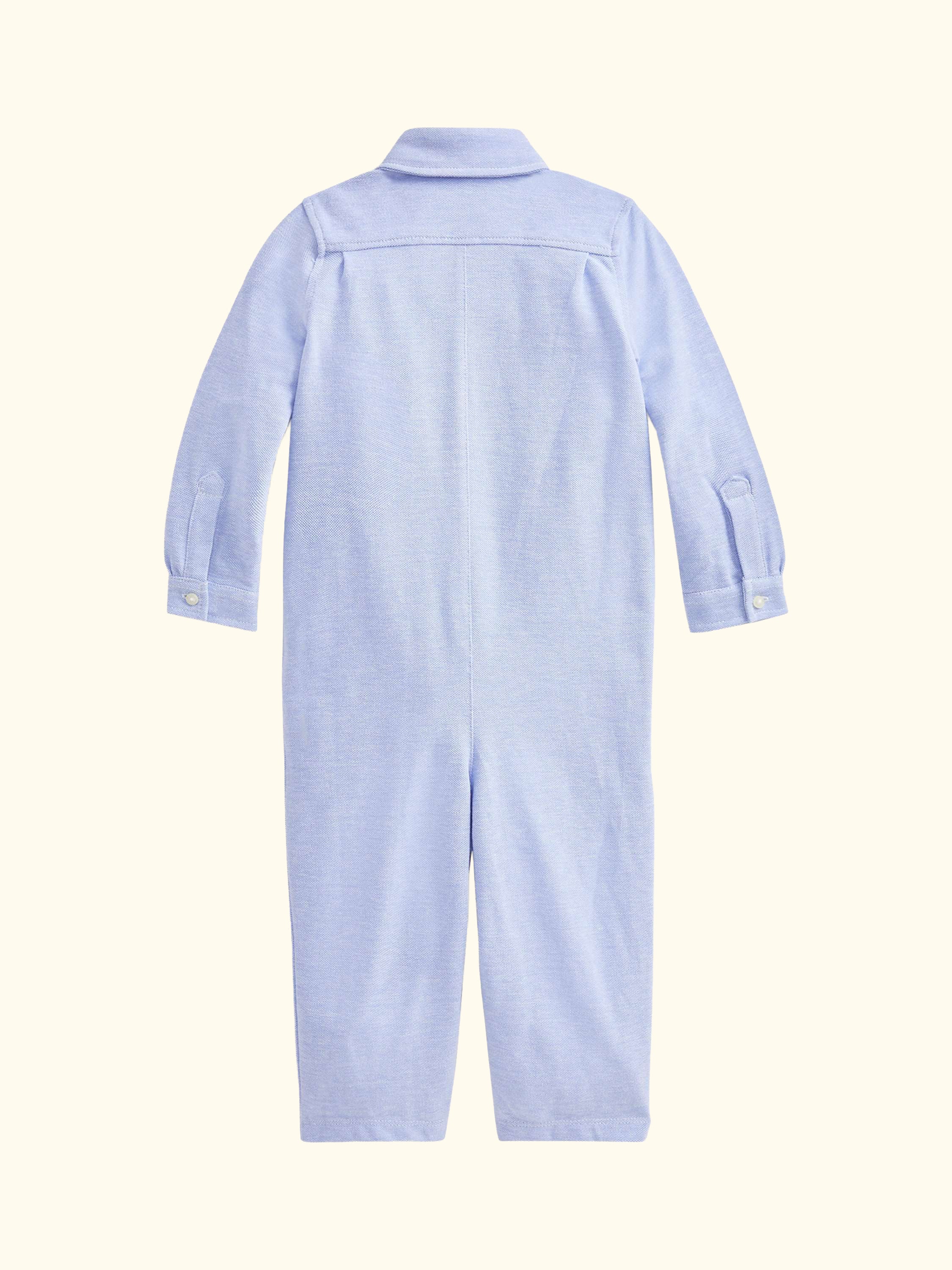 Baby Cotton Knit Oxford Coverall, Harbor Island Blue