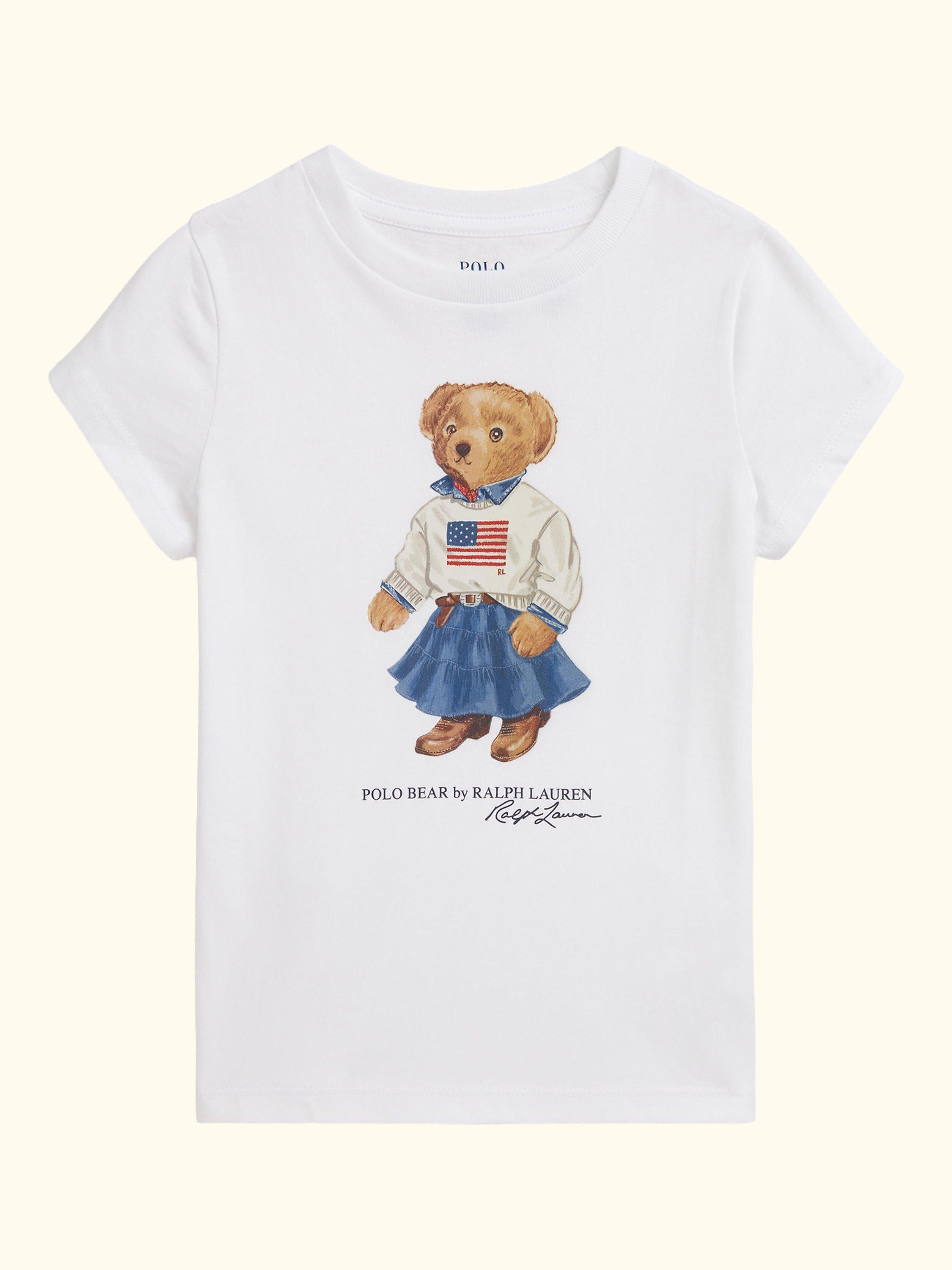 Kids' Cotton Polo Bear T-Shirt, White
