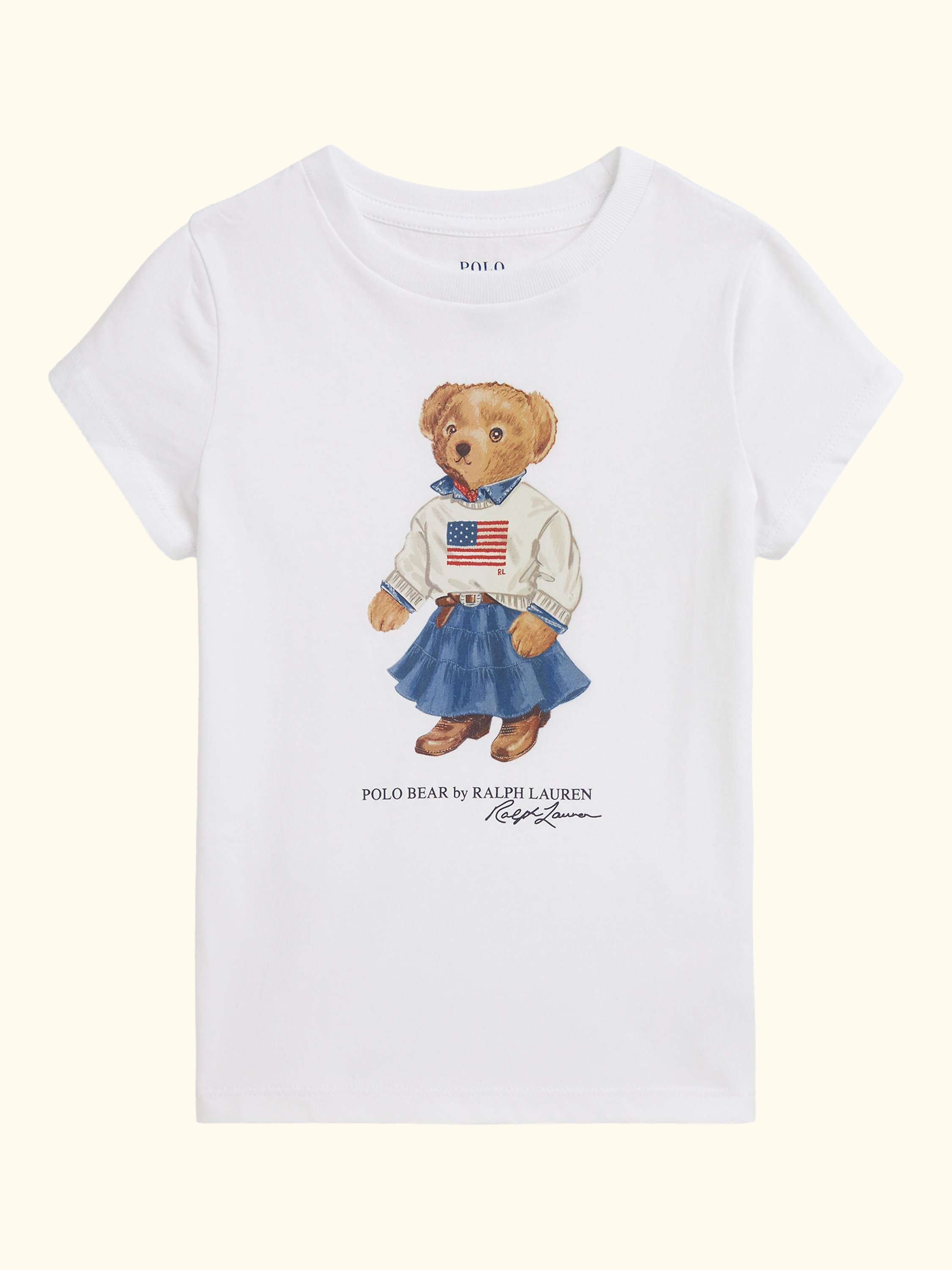 Kids' Cotton Polo Bear T-Shirt, White