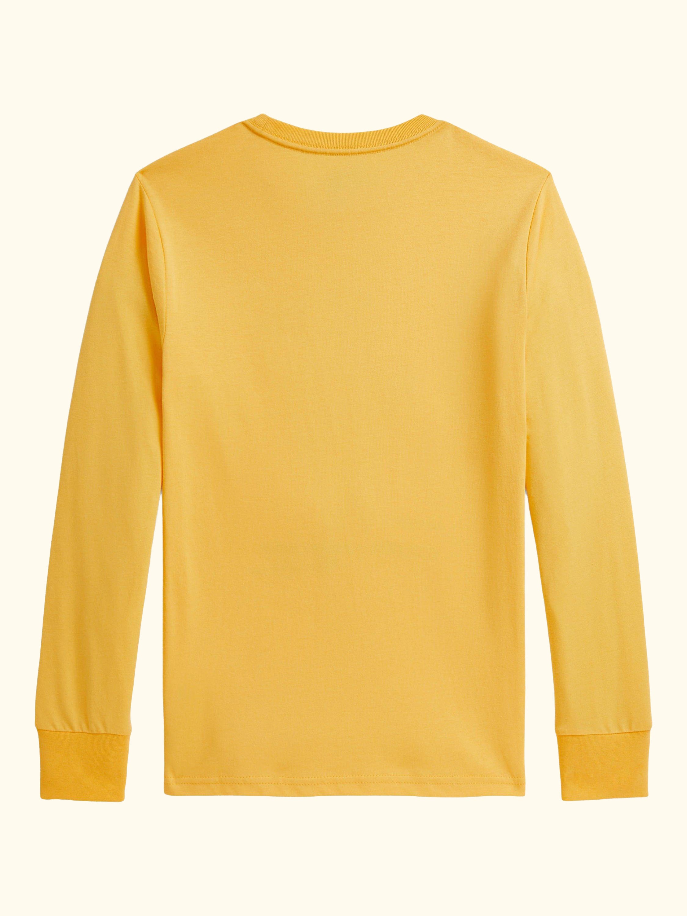 Kids' Cotton Long Sleeved Polo Bear T-Shirt, Bear Chrome Yellow