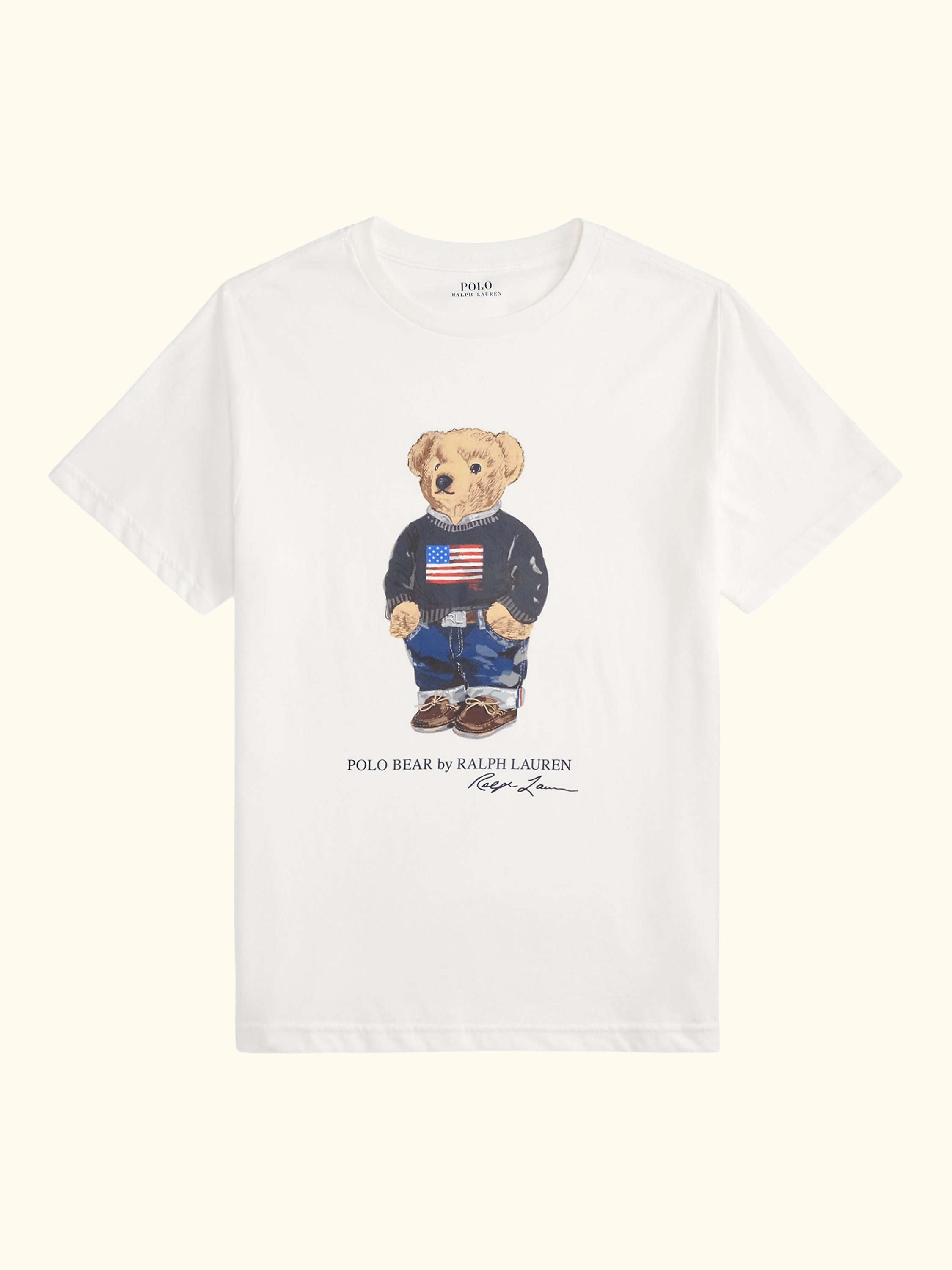 Kids' Cotton Polo T-Shirt, White Core Bear