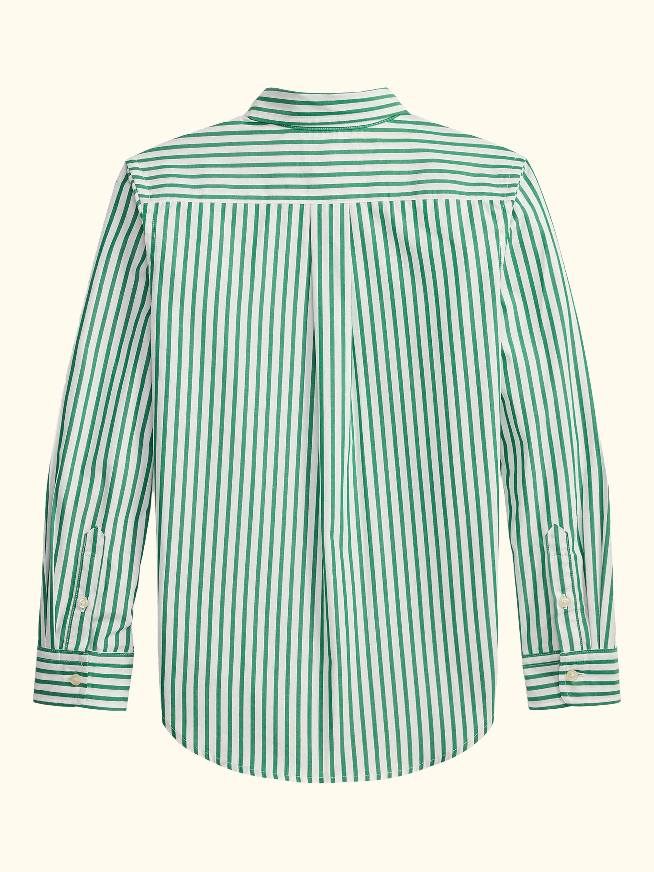 Kids' Woven Cotton Logo Shirt, Green/White